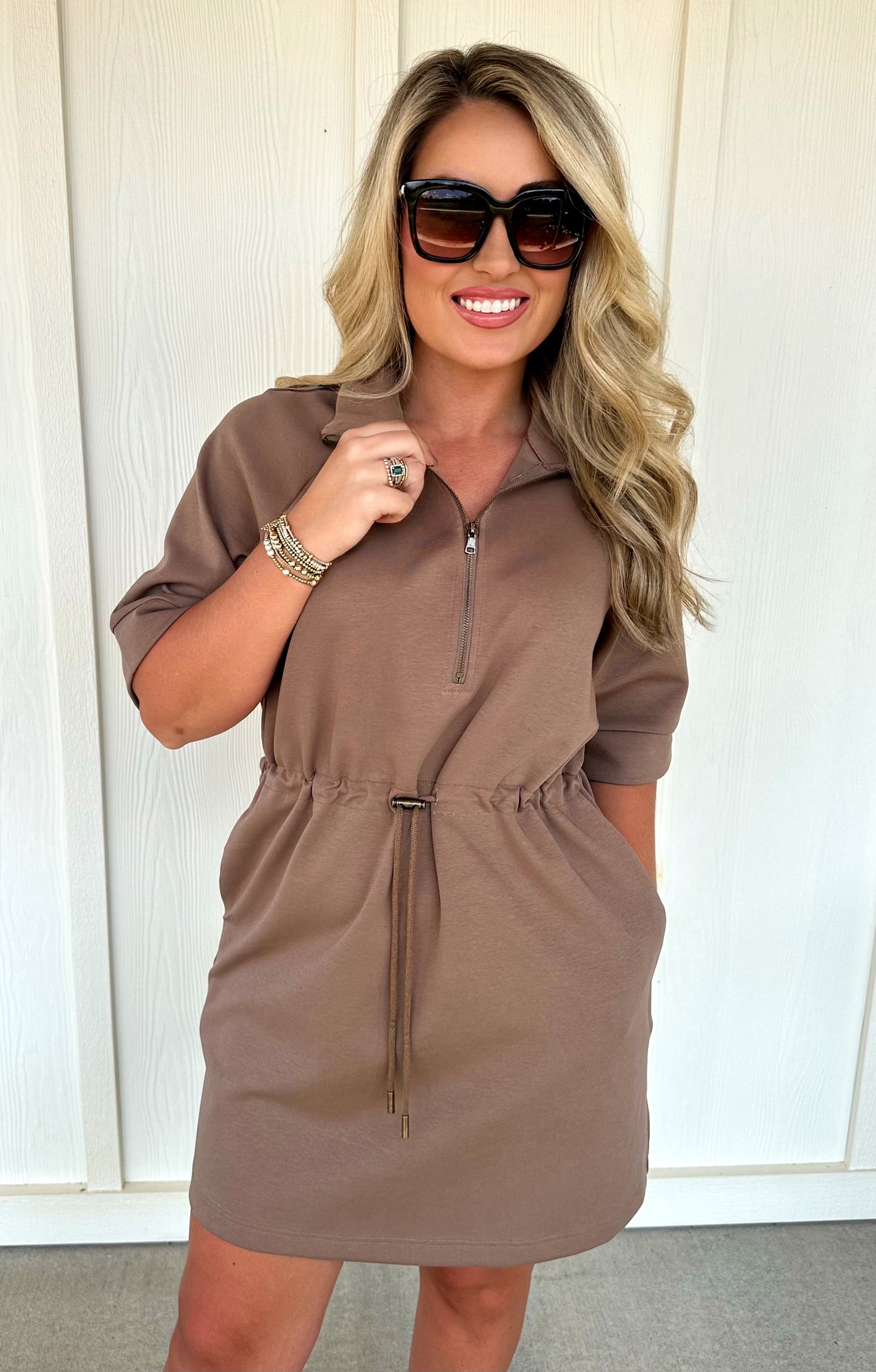 Mocha Drawstring Dress
