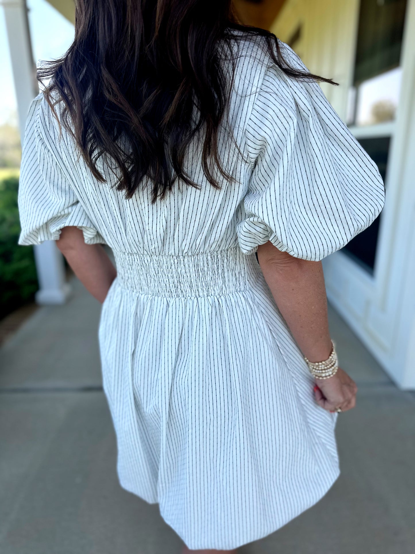 Off White Balloon Hem Mini Dress