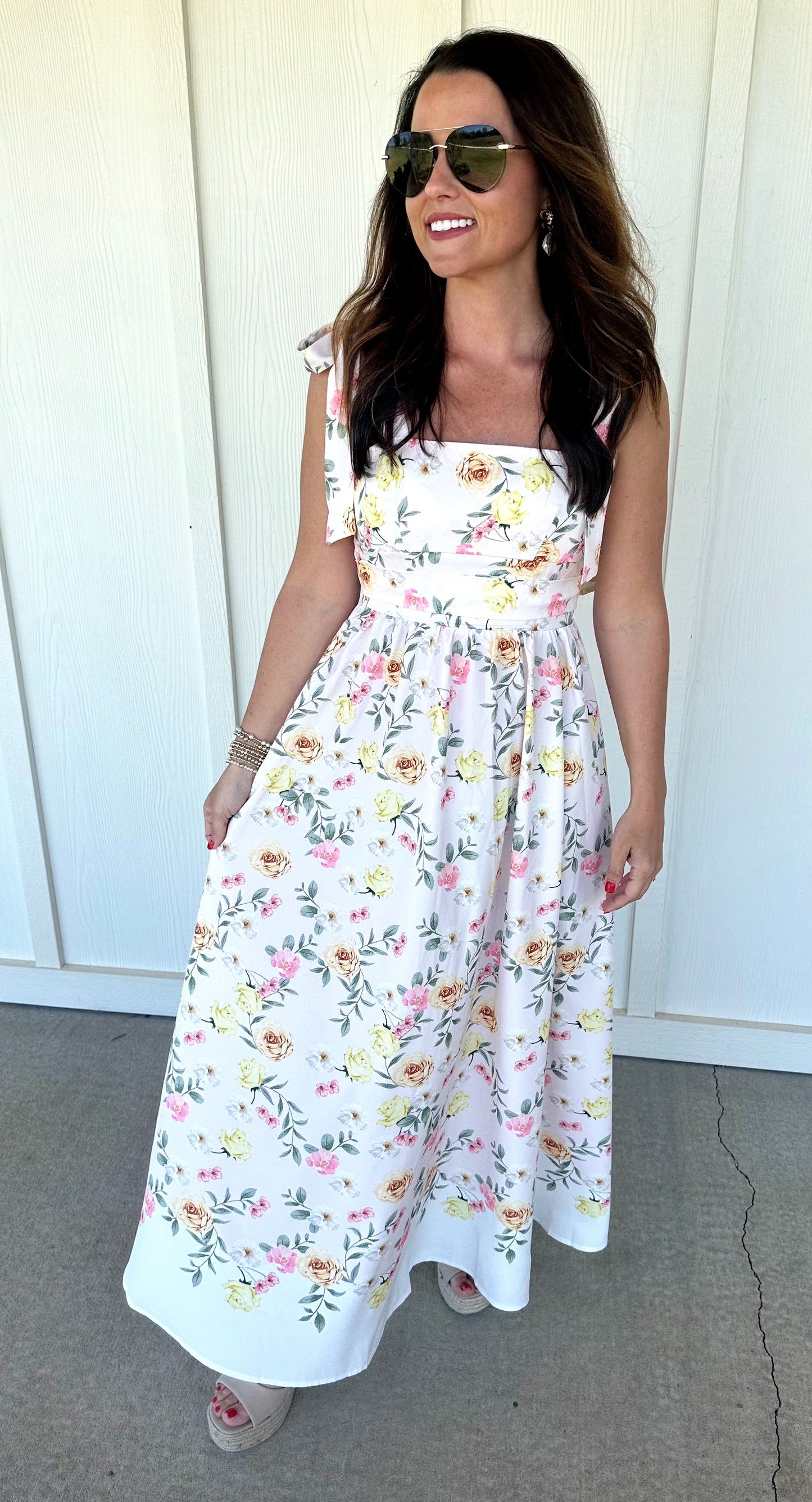 Pink Floral Sleeveless Dress