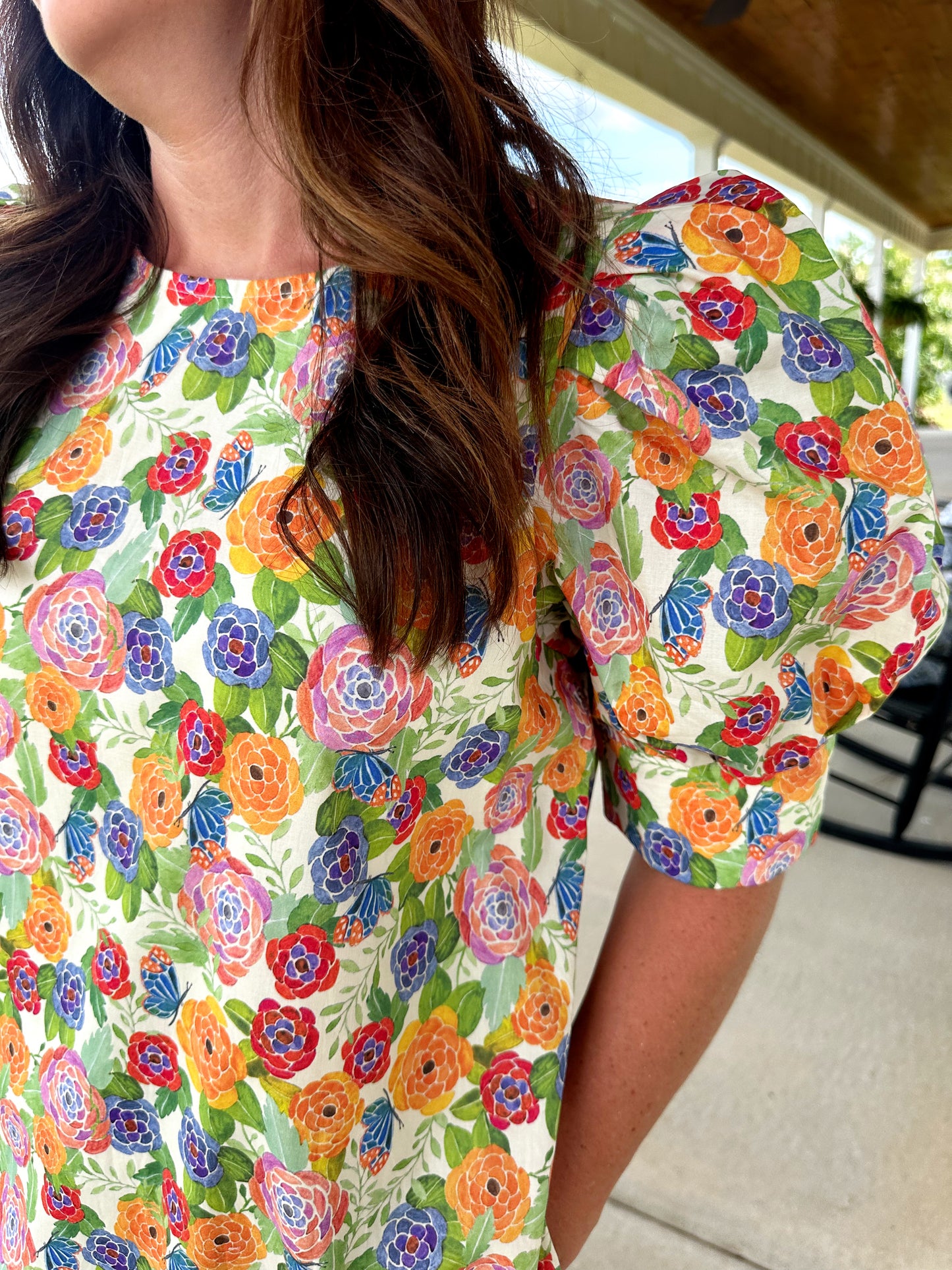 Colorful Puff Sleeve Dress