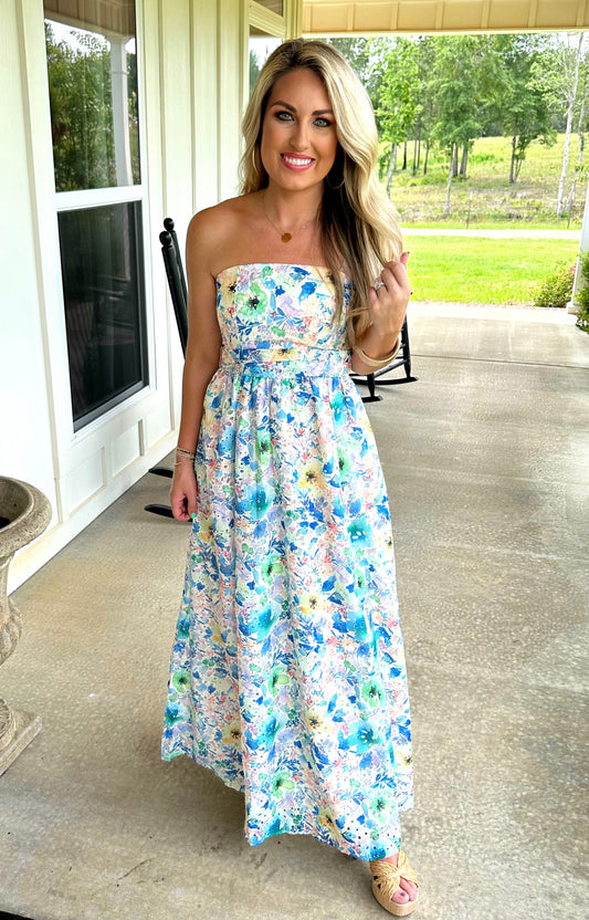 Eyelet Multi Floral Dress