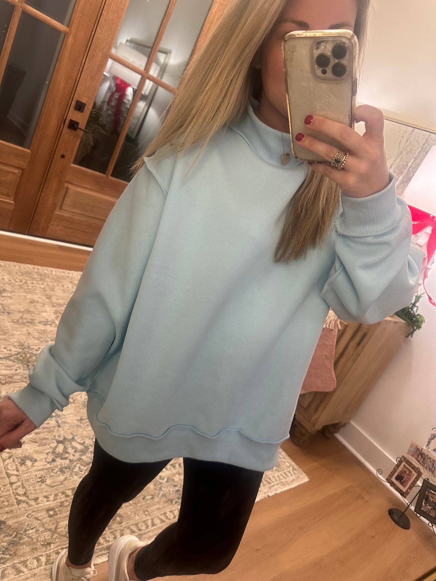Sky Blue Mock Neck