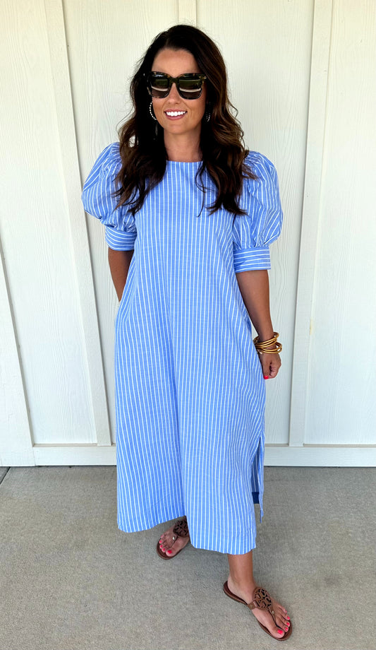 Blue Stripe Midi Dress