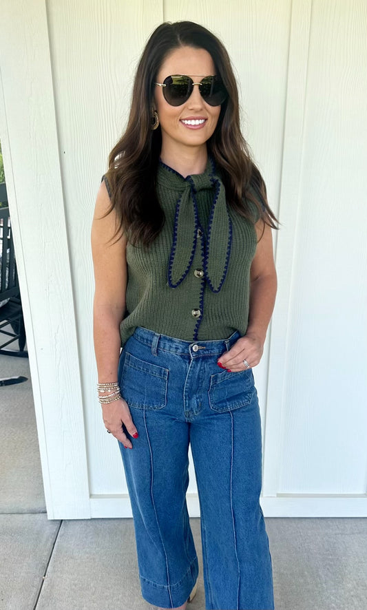 Olive Sleeveless Top