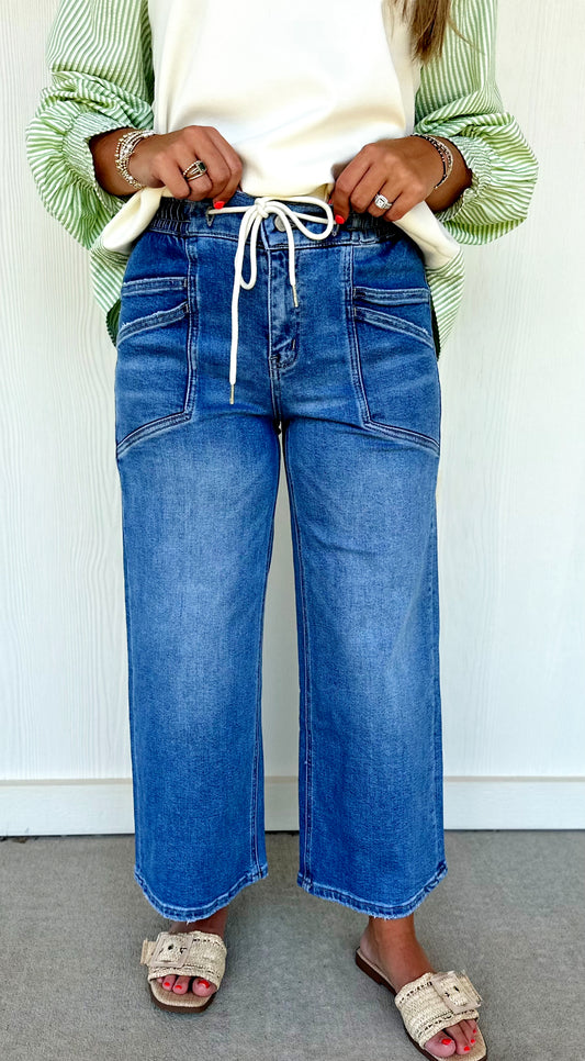 High Rise Drawstring Wide