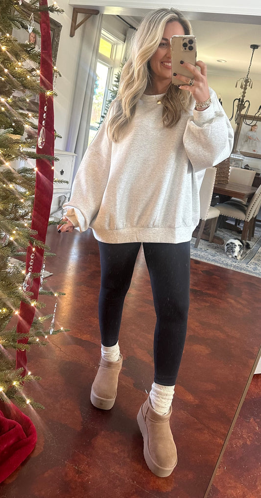 Ash Gray Oversized Scuba Sweatshirt