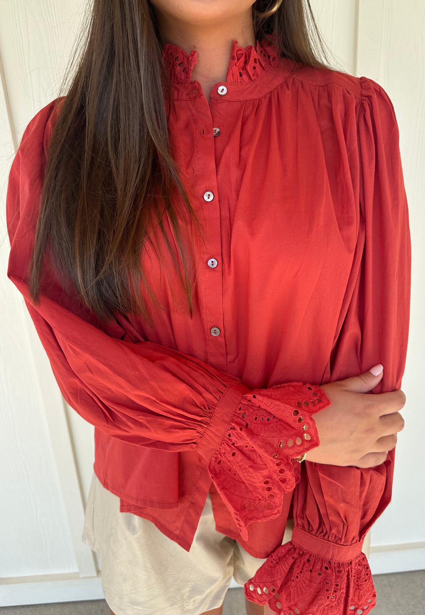 Rust Eyelet Top