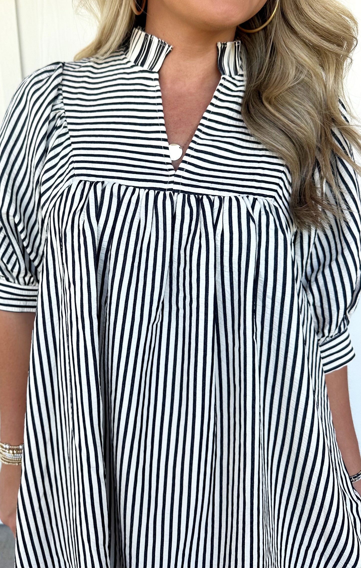 Black Striped Mini Dress