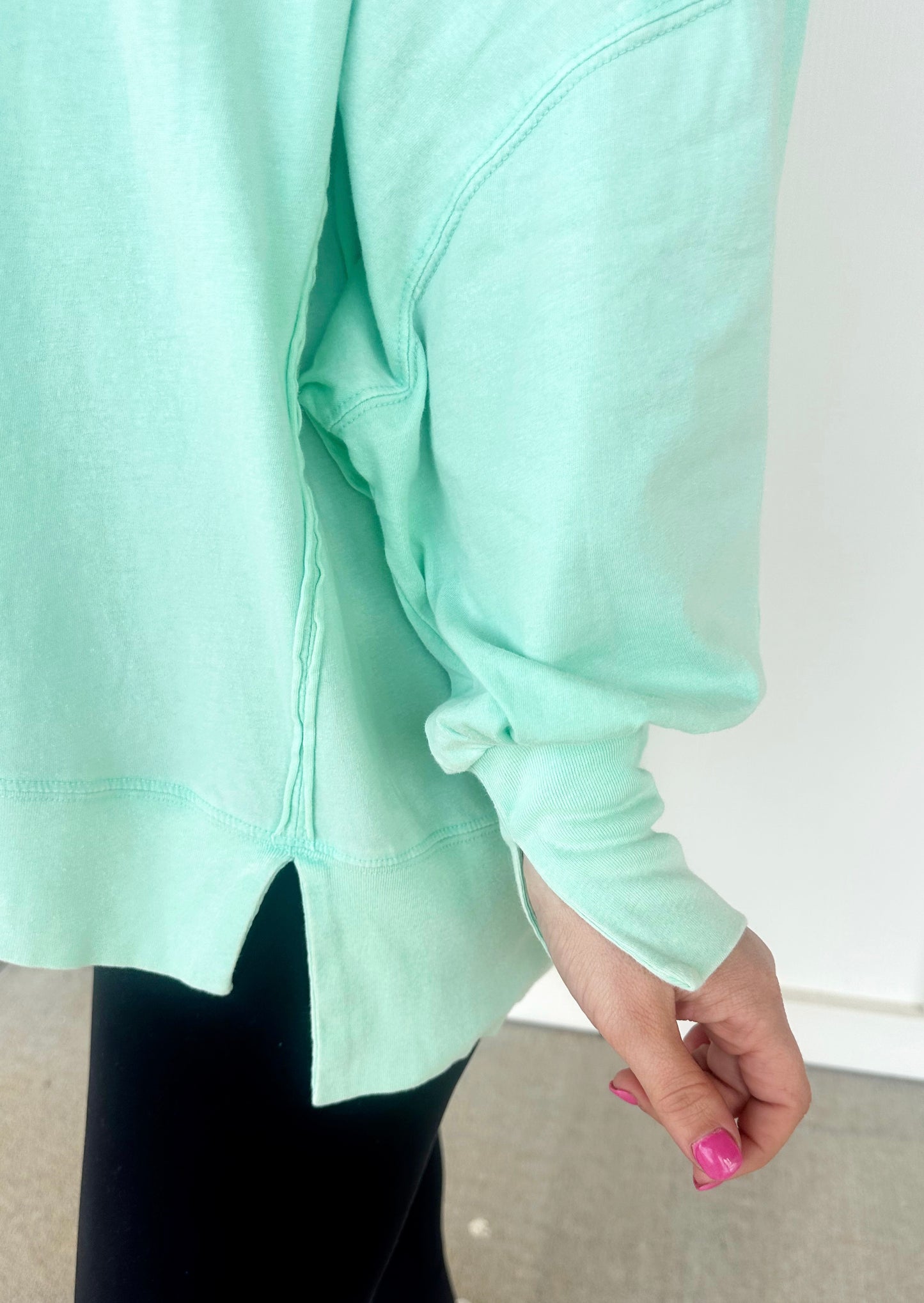 Mint Oversized Seam Detail Top