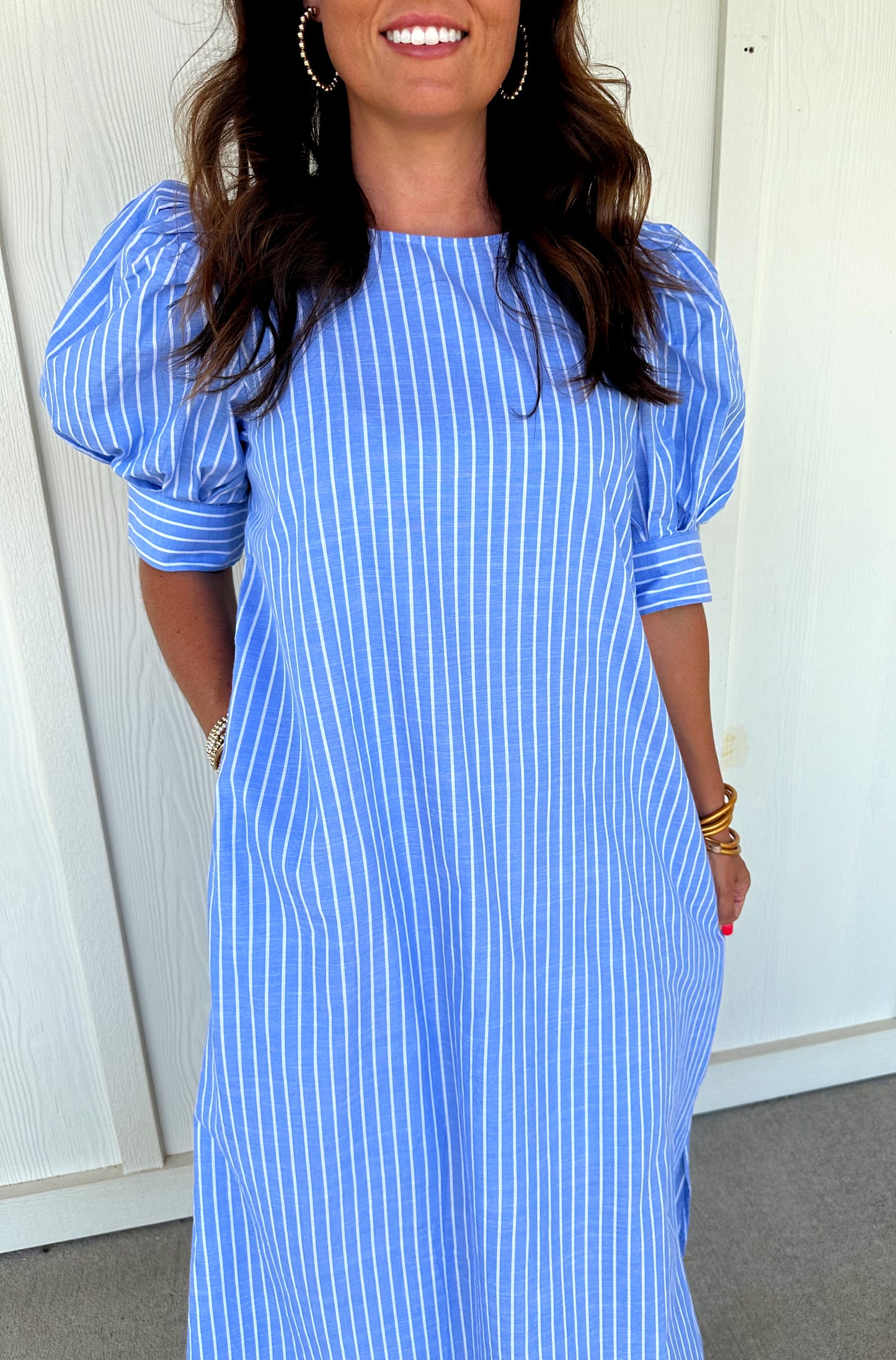 Blue Stripe Midi Dress