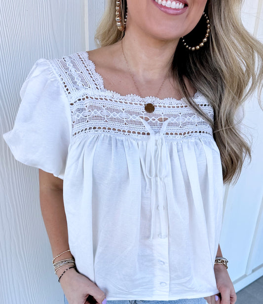 White Lace Babydoll Top