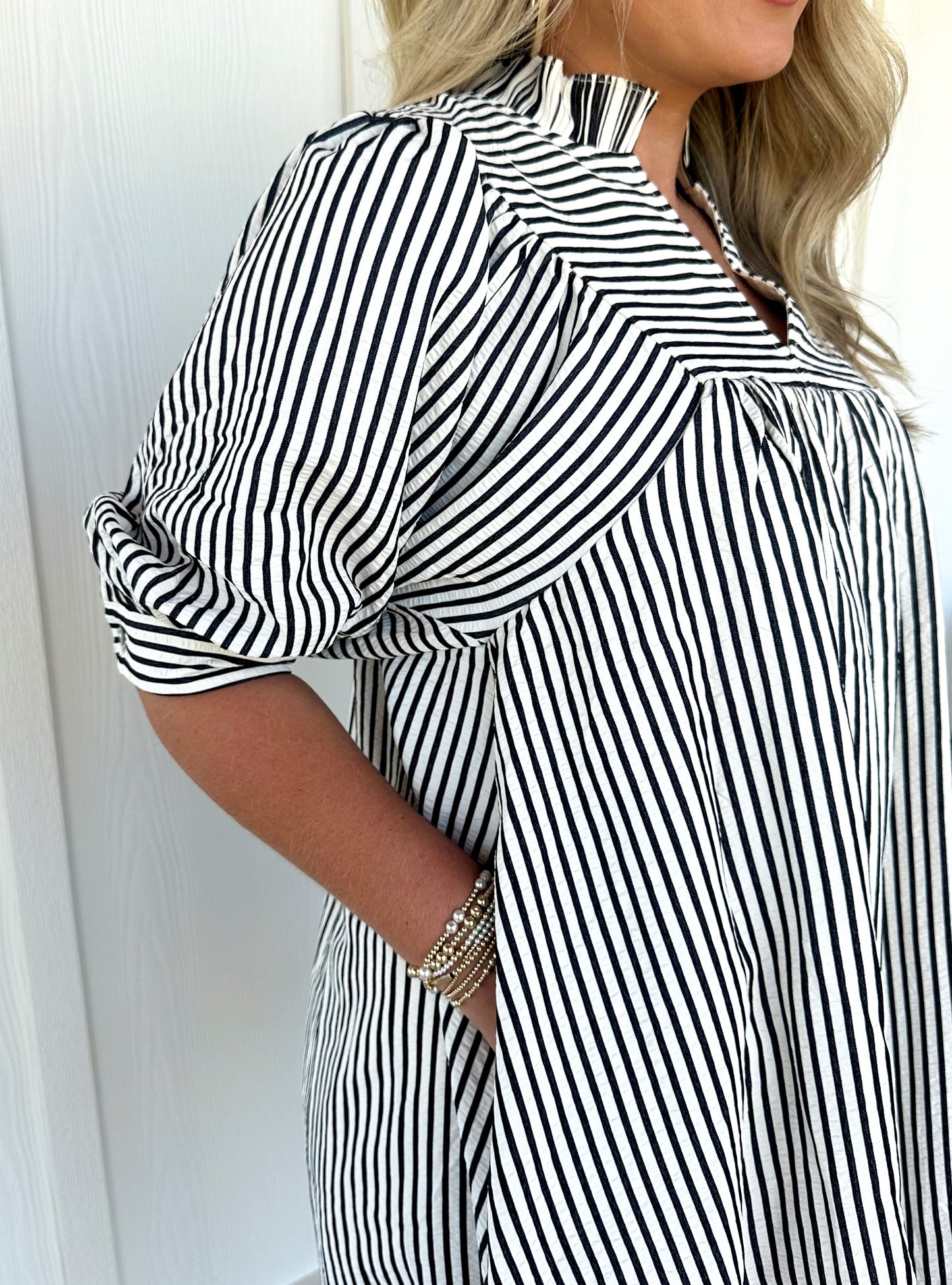 Black Striped Mini Dress