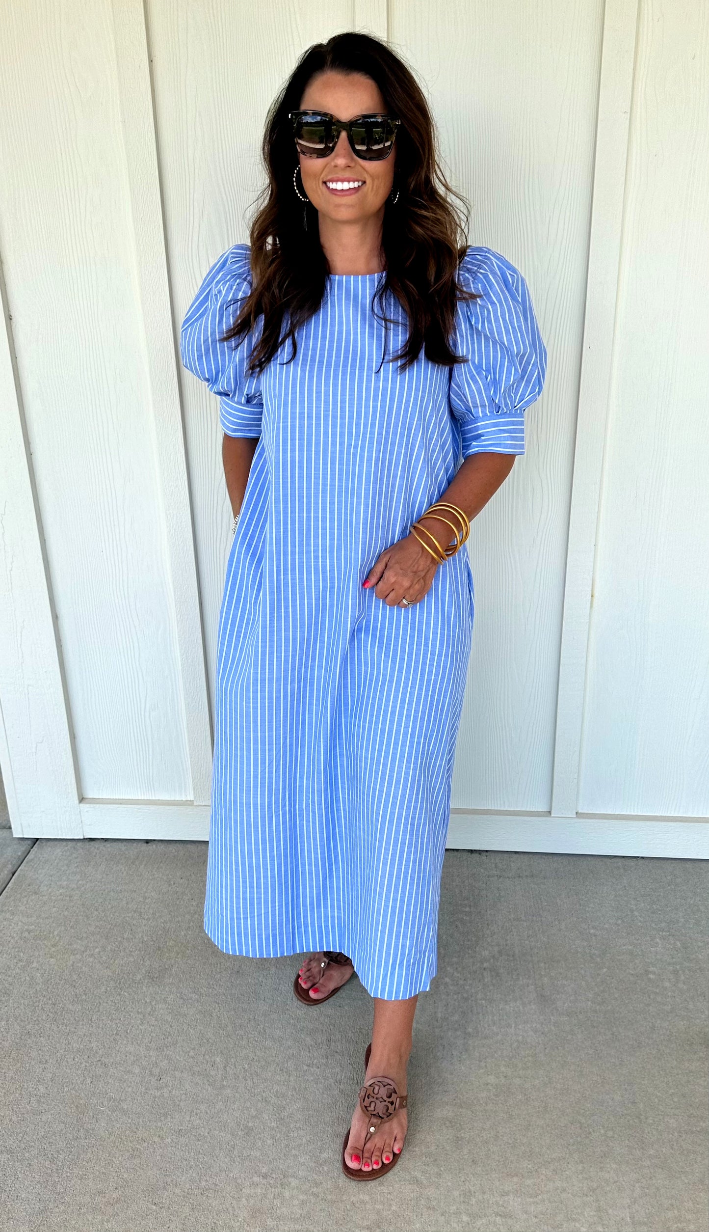 Blue Stripe Midi Dress