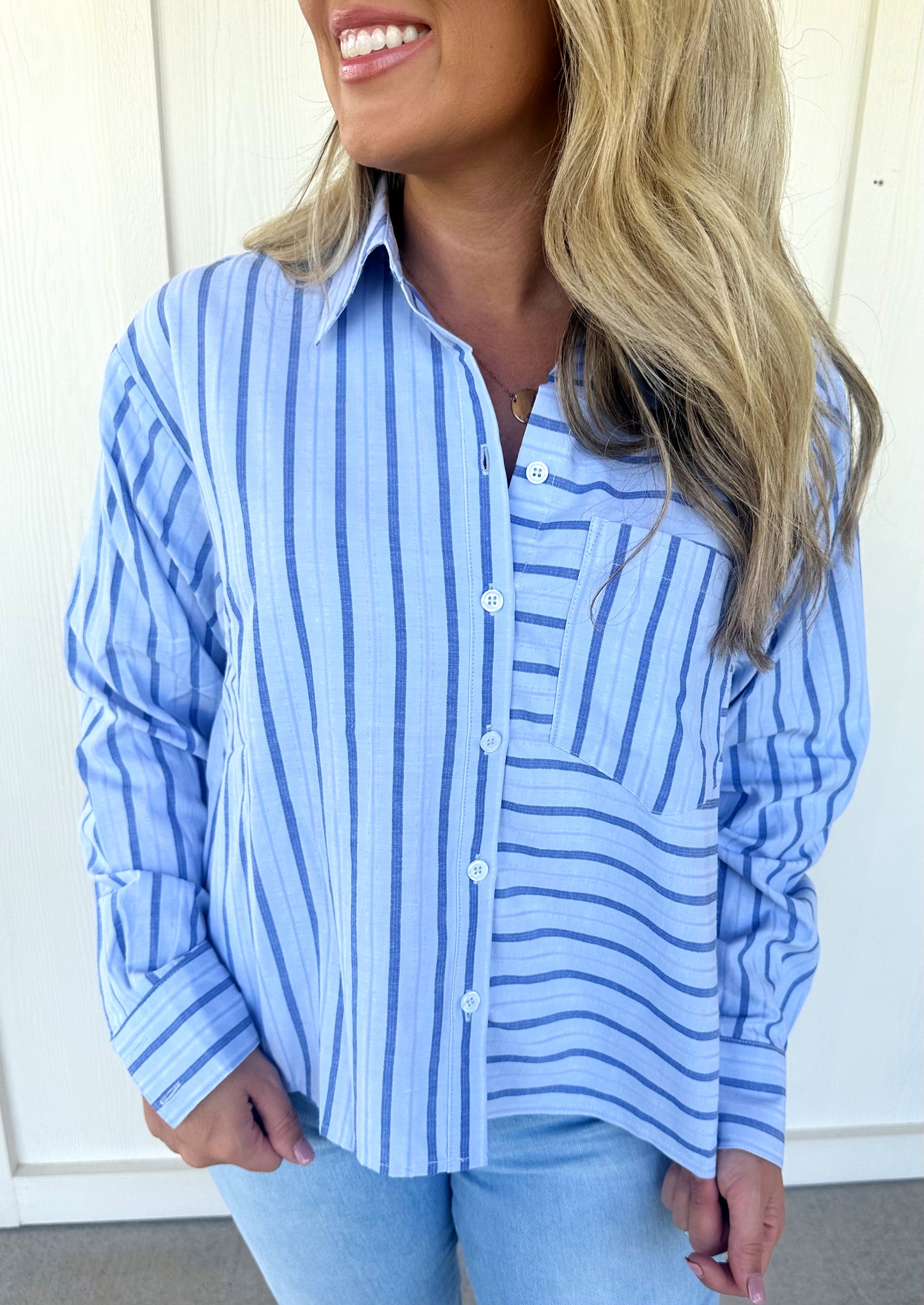 Sky Blue Stripe Top