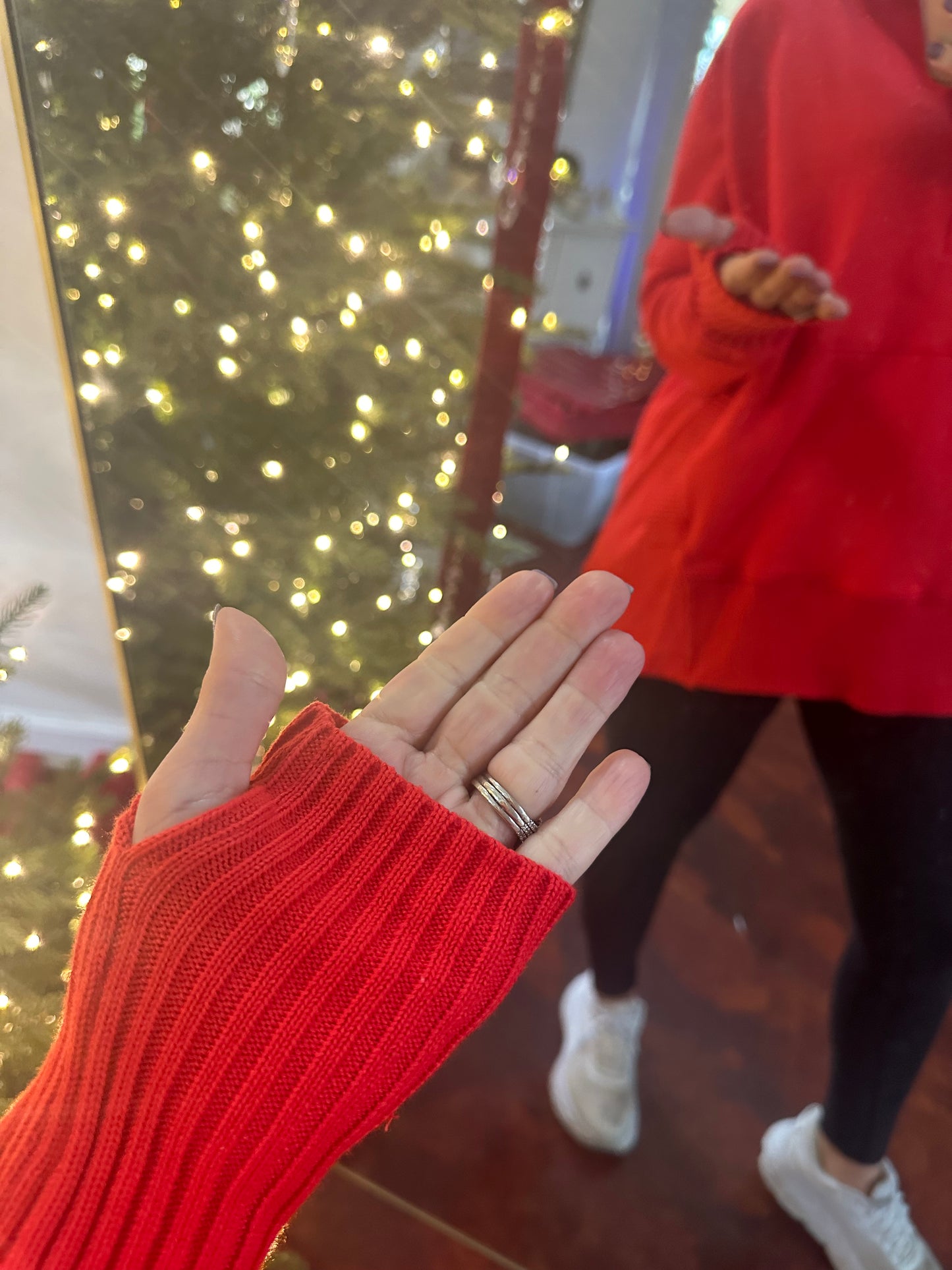 Red Button Hoodie Top