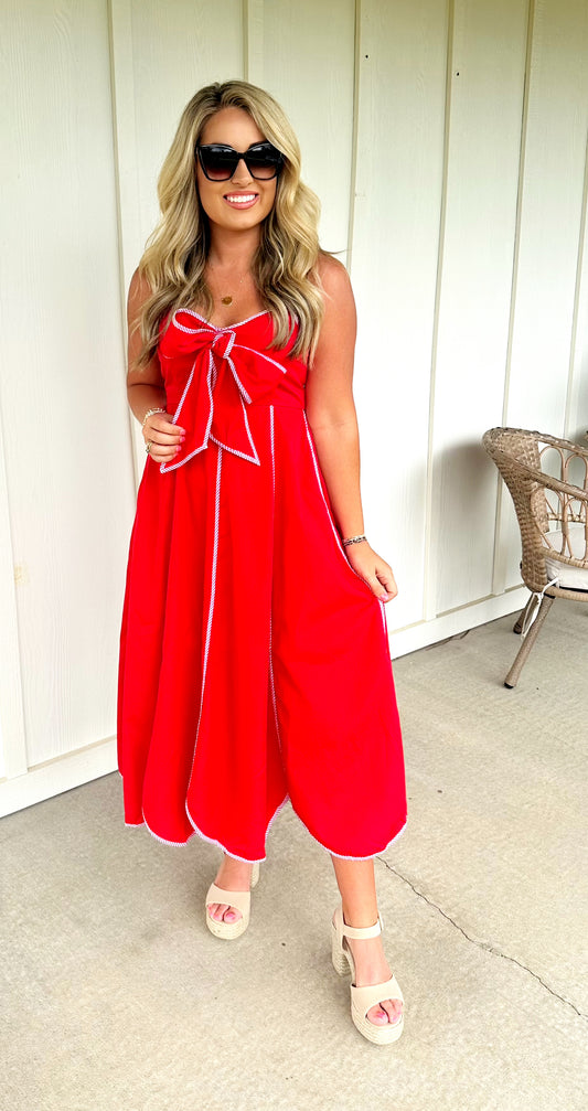 Red Bow Front Dress