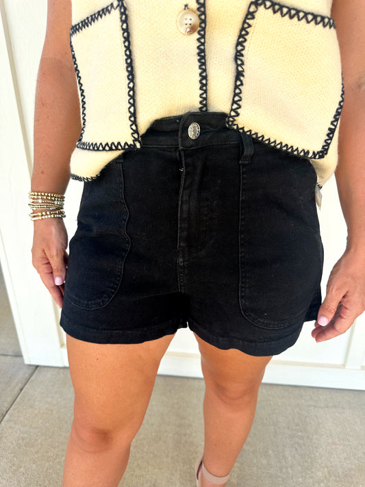 Black Front Pocket Short