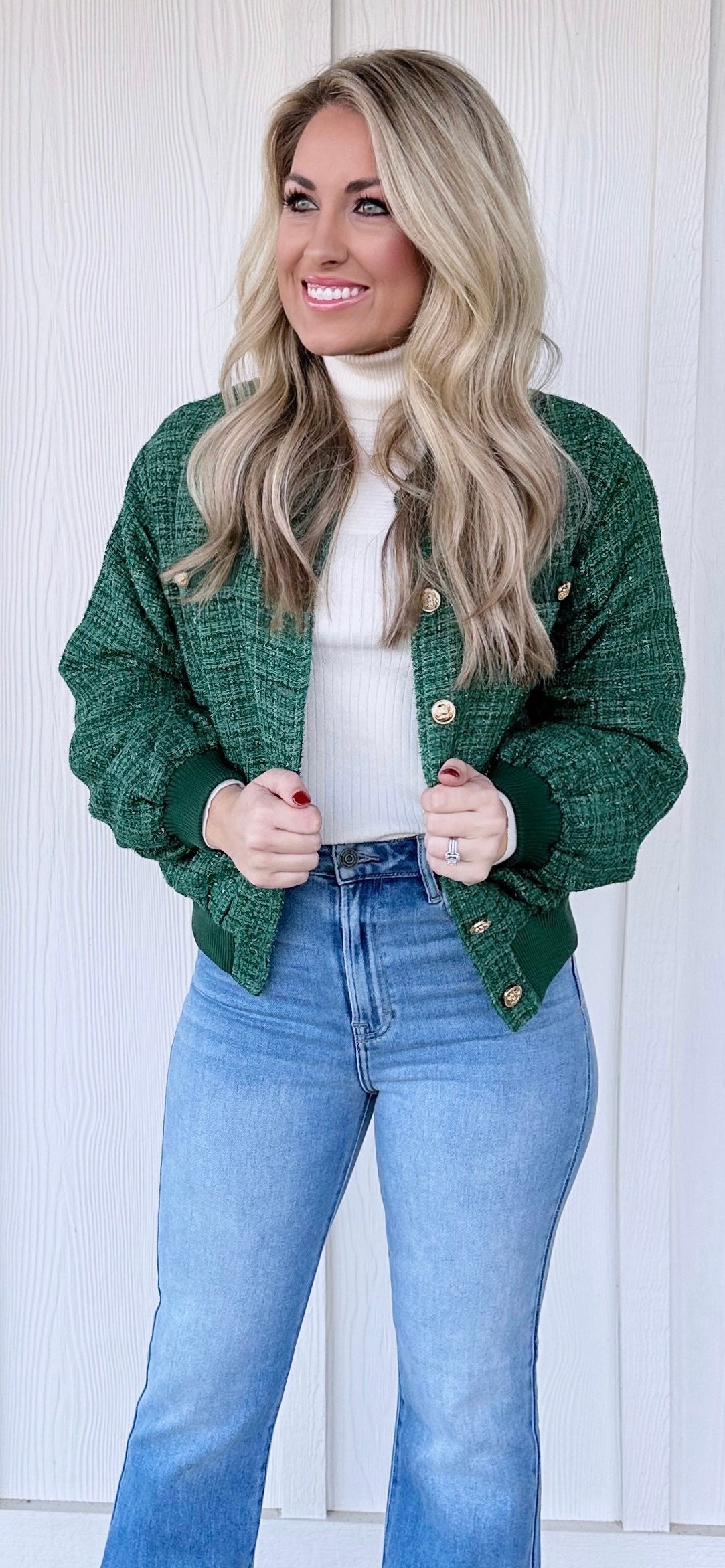 Metallic Tweed Bomber Jacket