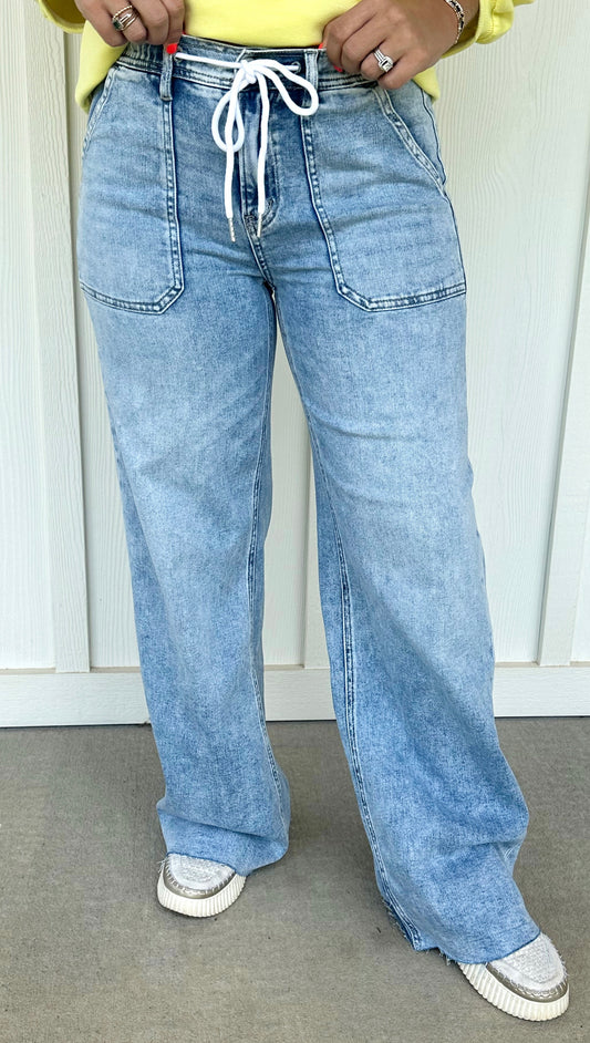 Clearly High Rise Drawstring Wide