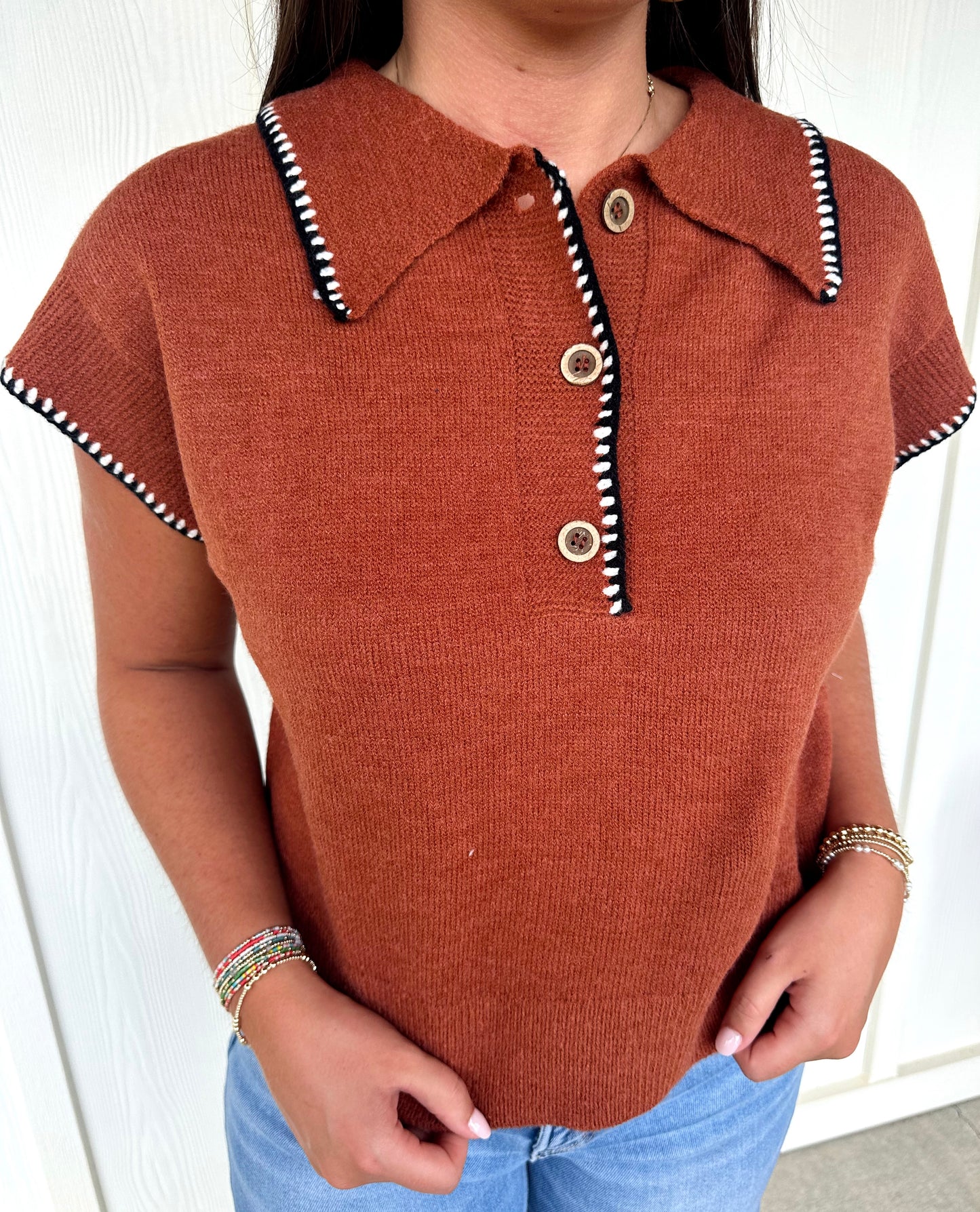 Rust Sleeveless Sweater