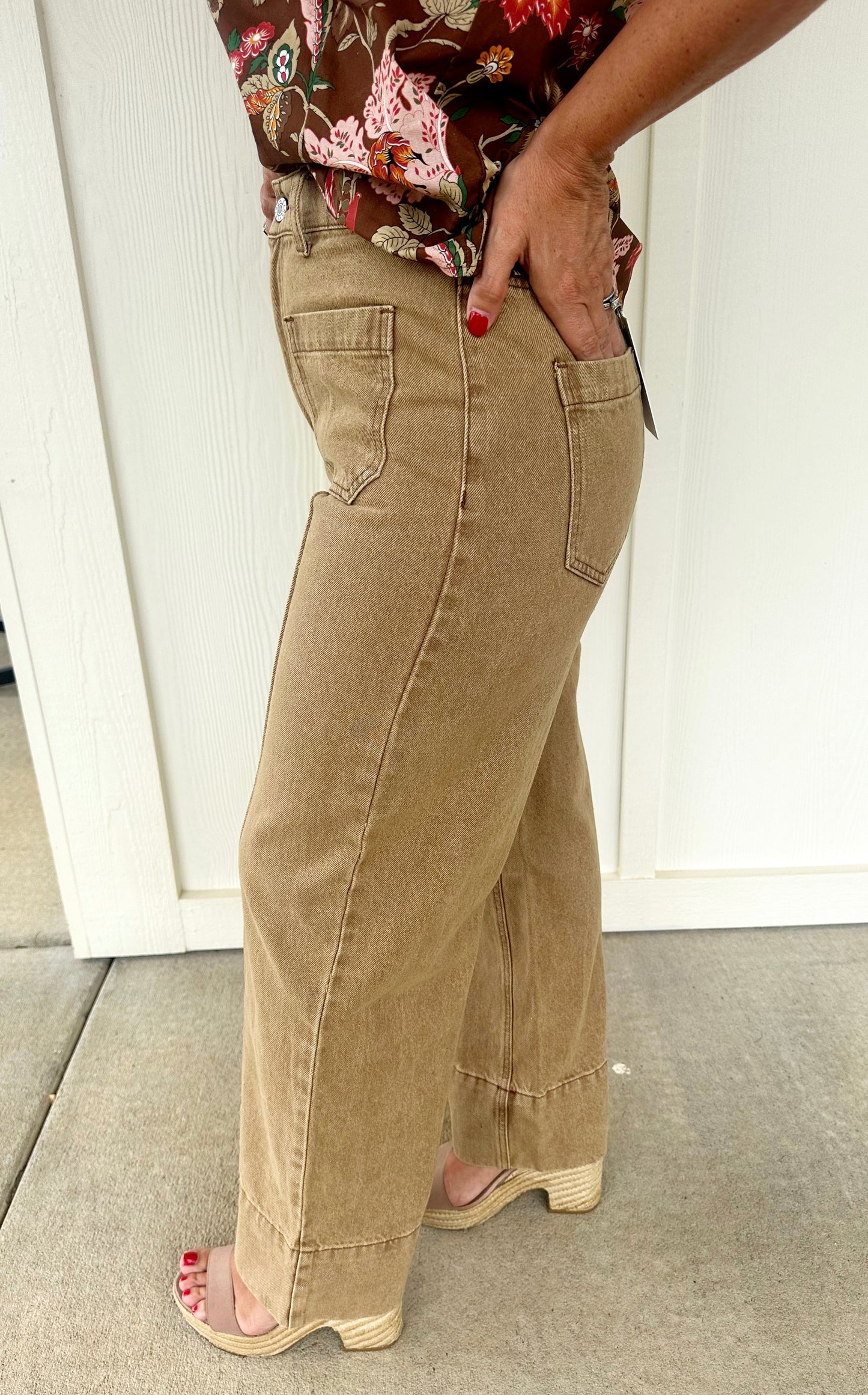 Camel Wide Cuff Hem Jean