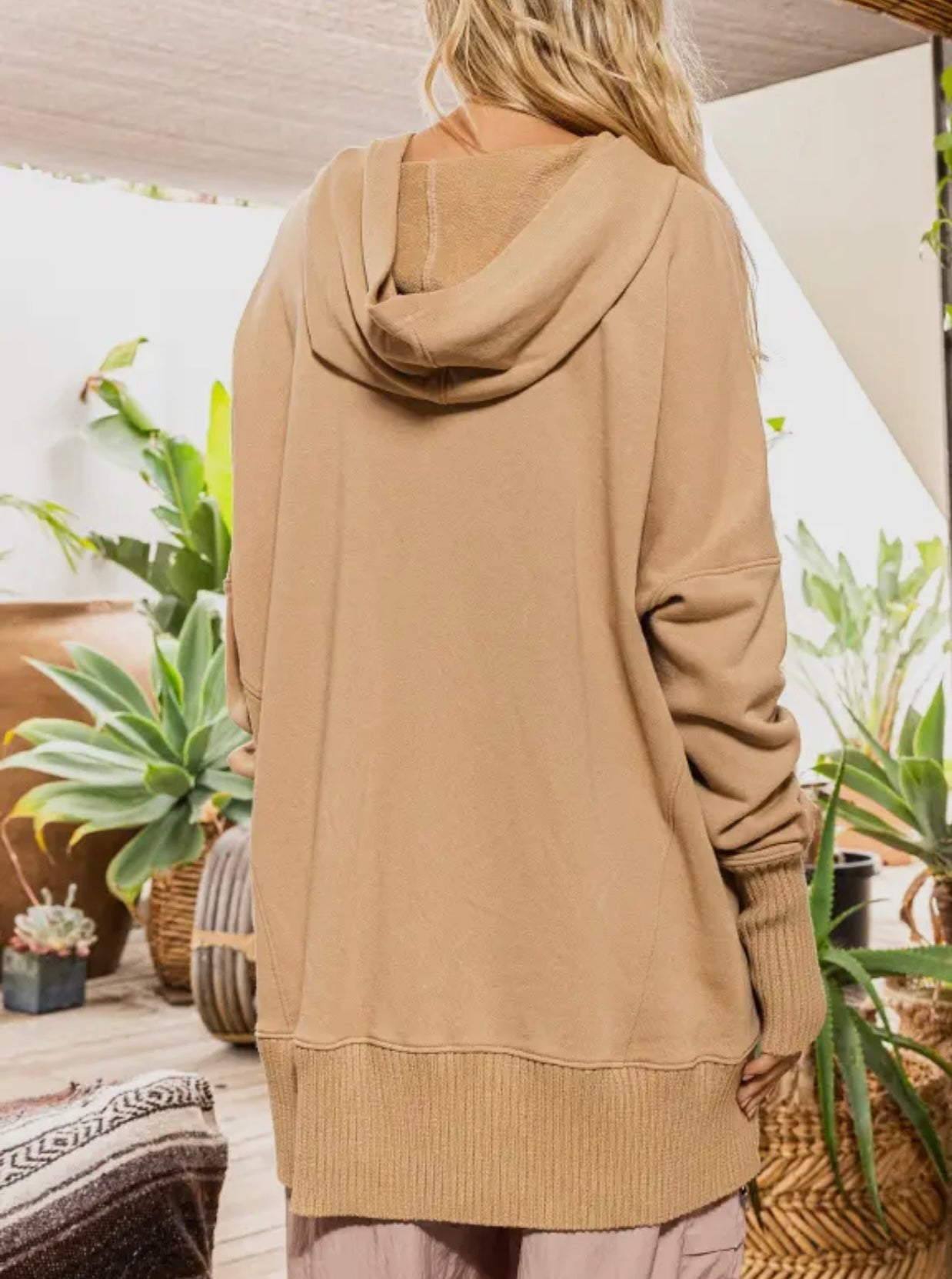 Red Button Hoodie Top