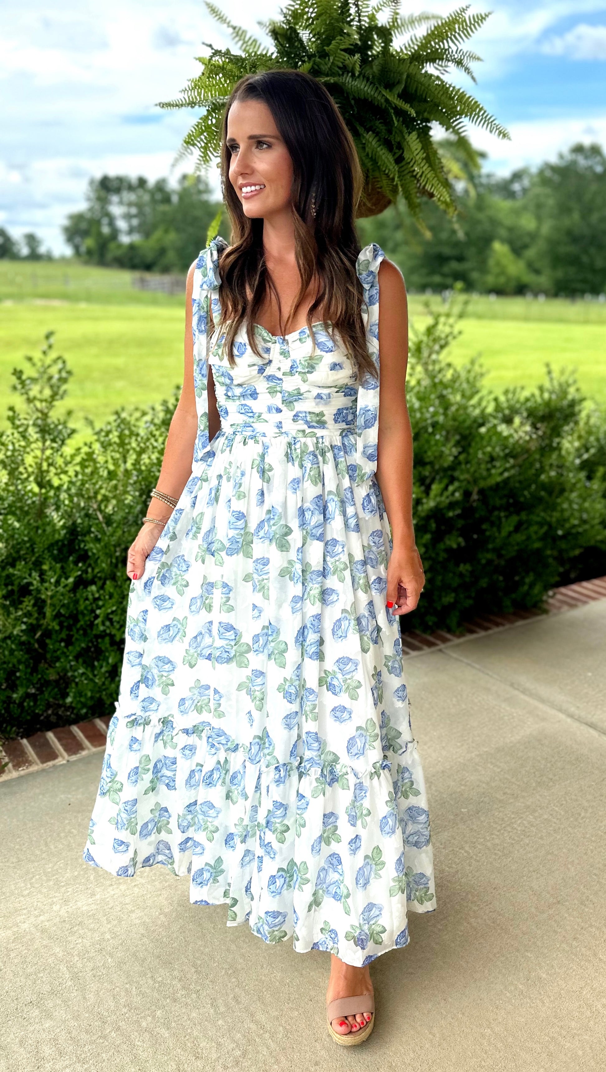 Blue Ruched Tiered Midi Shoptwosummers Blue Ruched Tiered Midi Shoptwosummers