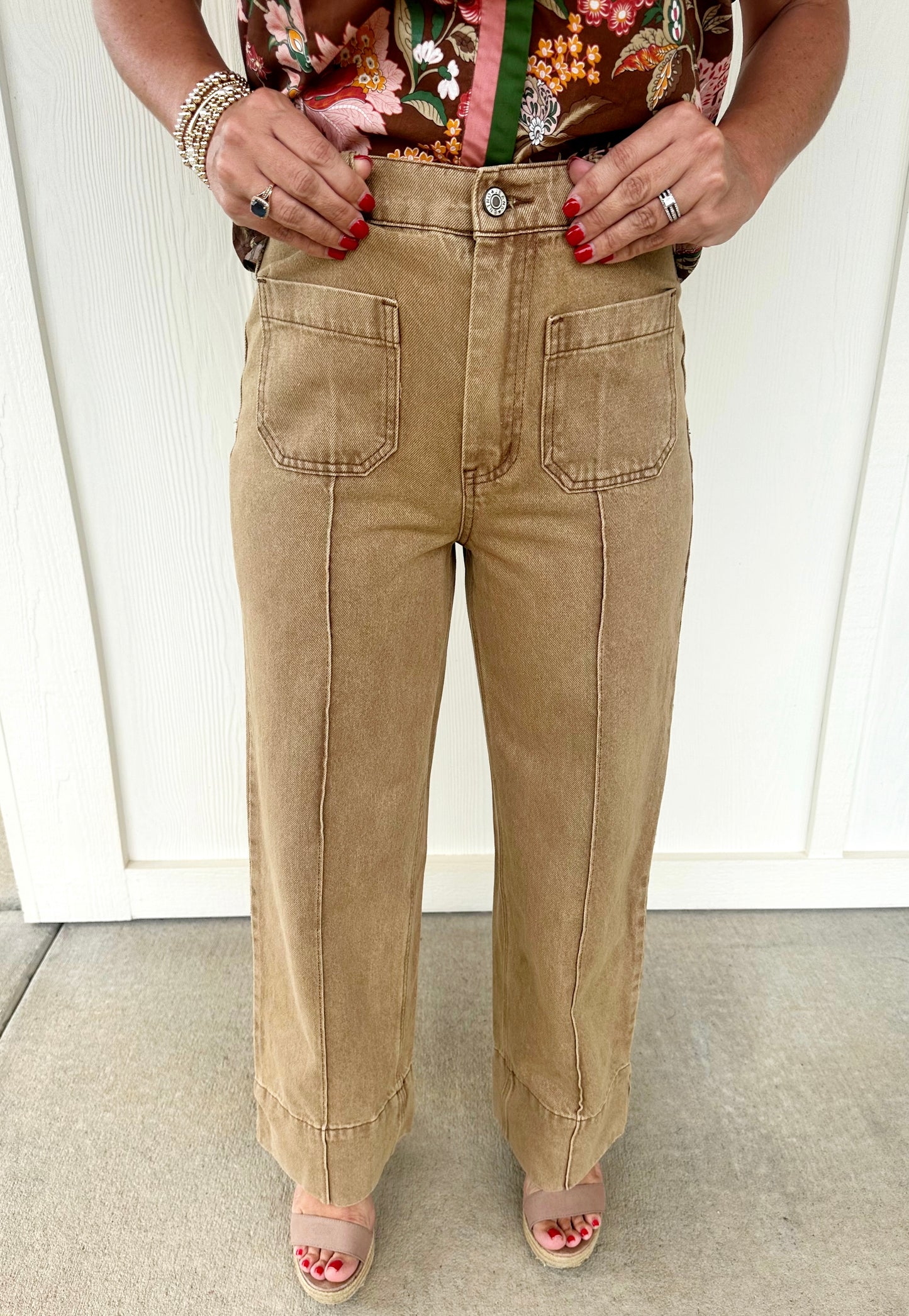 Camel Wide Cuff Hem Jean