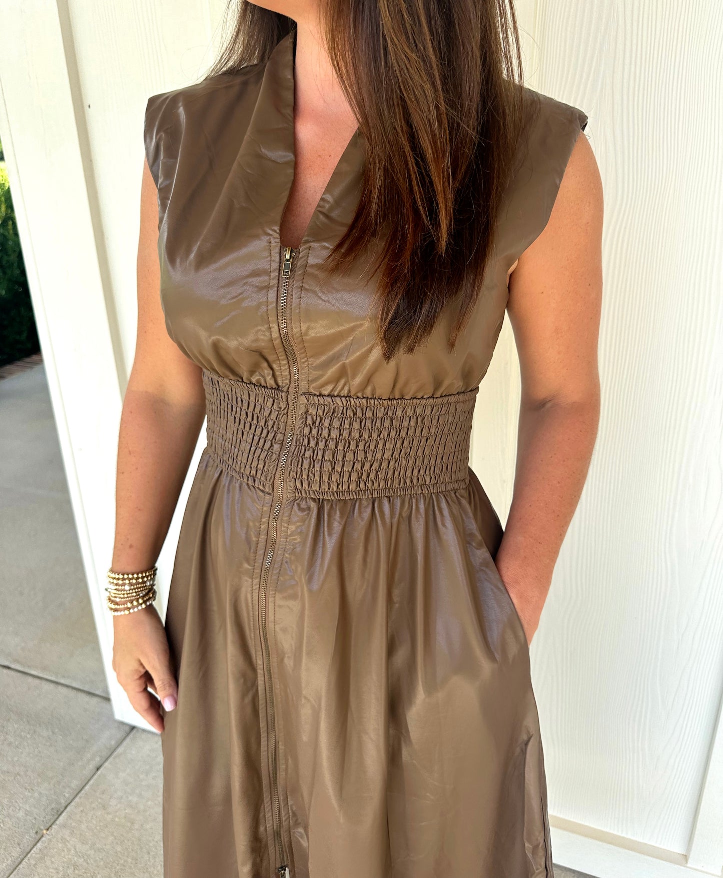 Mocha Mousse Leather Midi