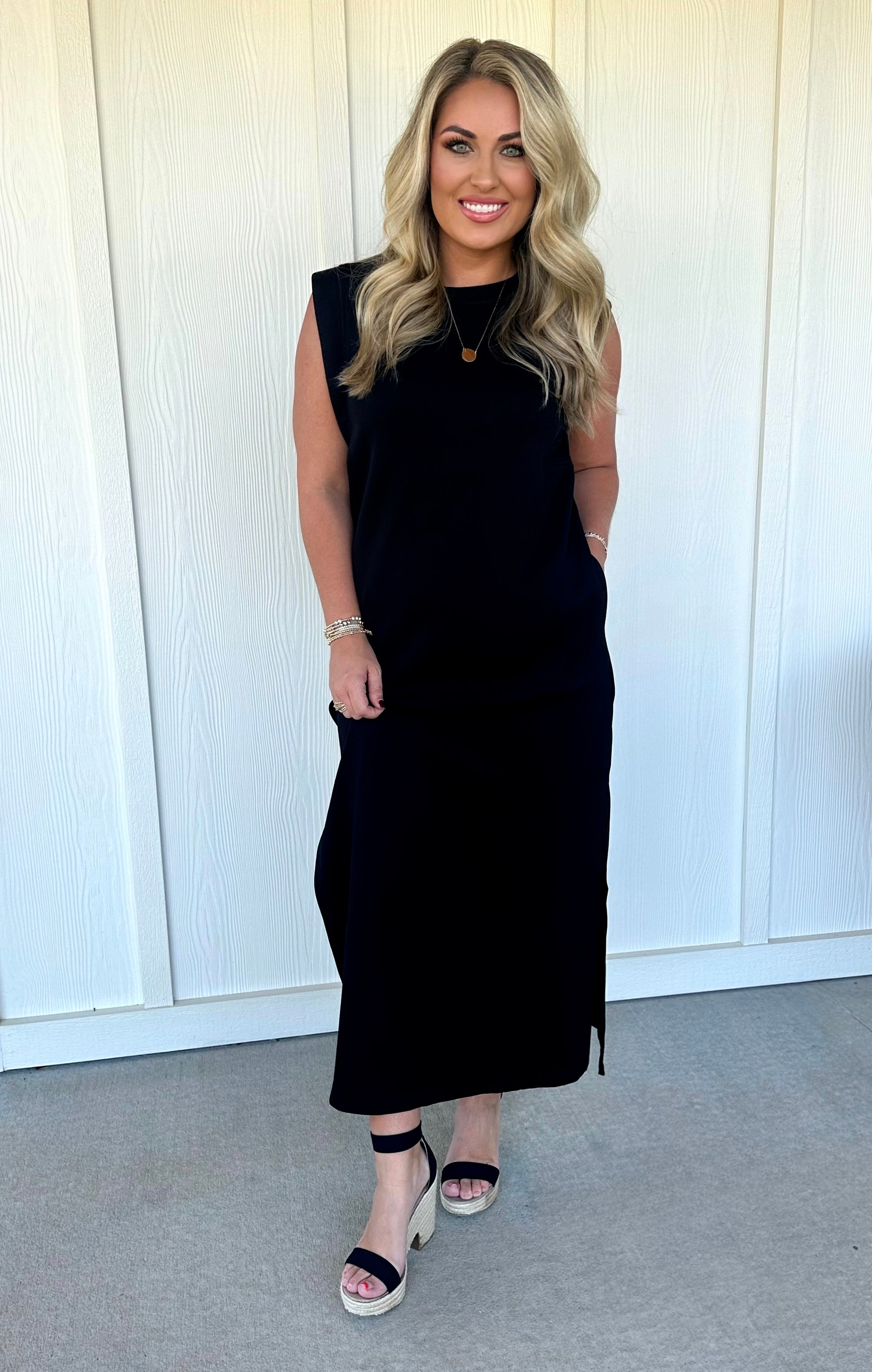 Black Sleeveless Jersey Dress - S Black Sleeveless Jersey Dress - S