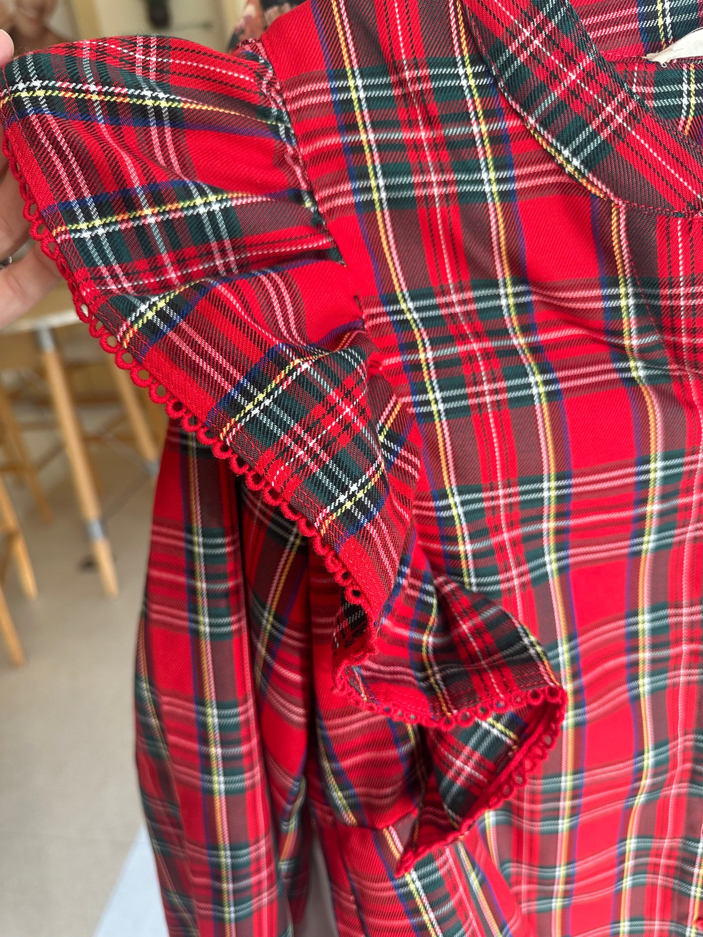 Plaid Ruffle Detail Top