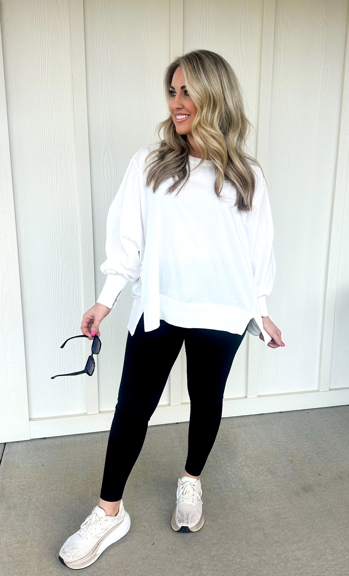 White Oversized Seam Detail Top