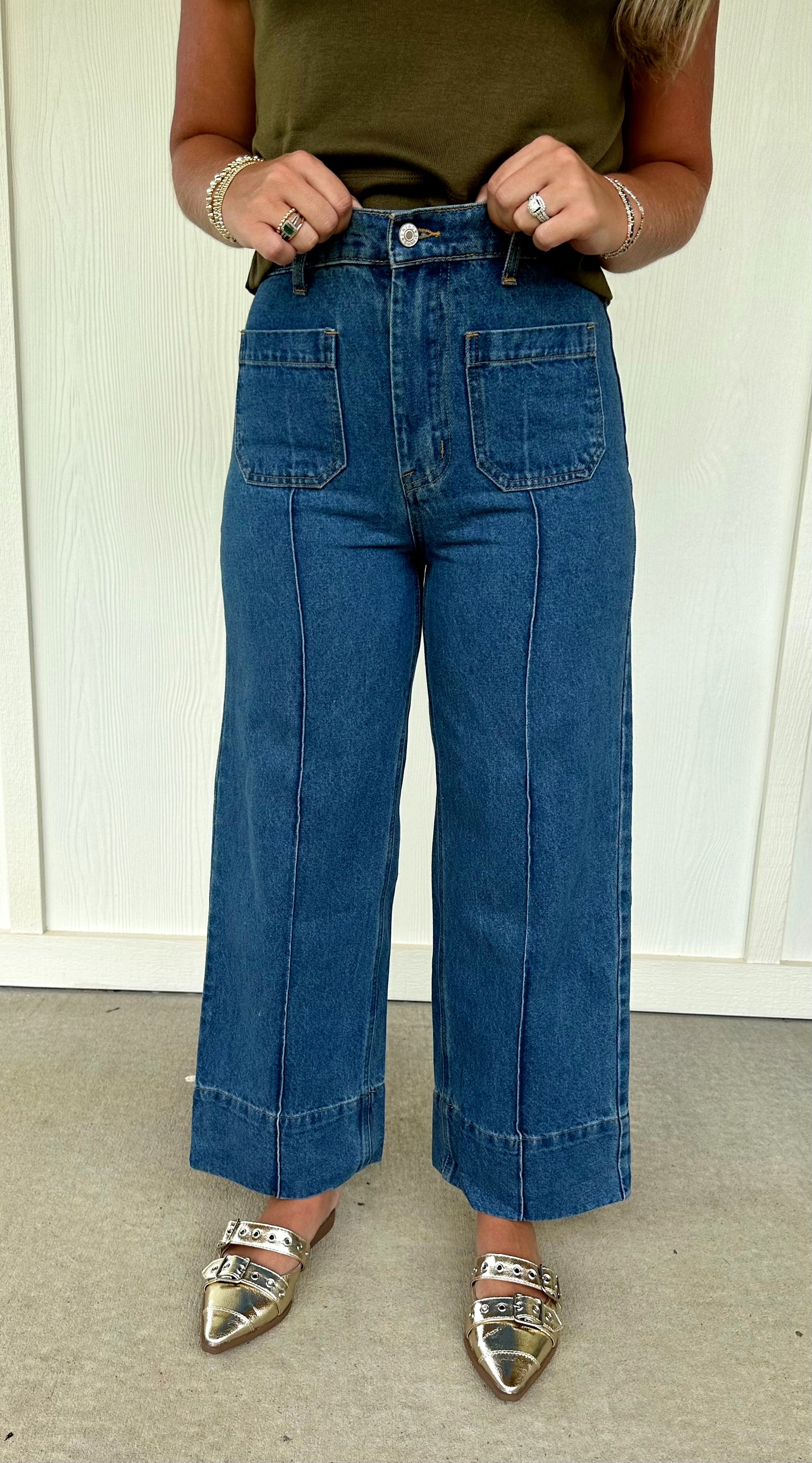 Denim Wide Cuff Hem Jean