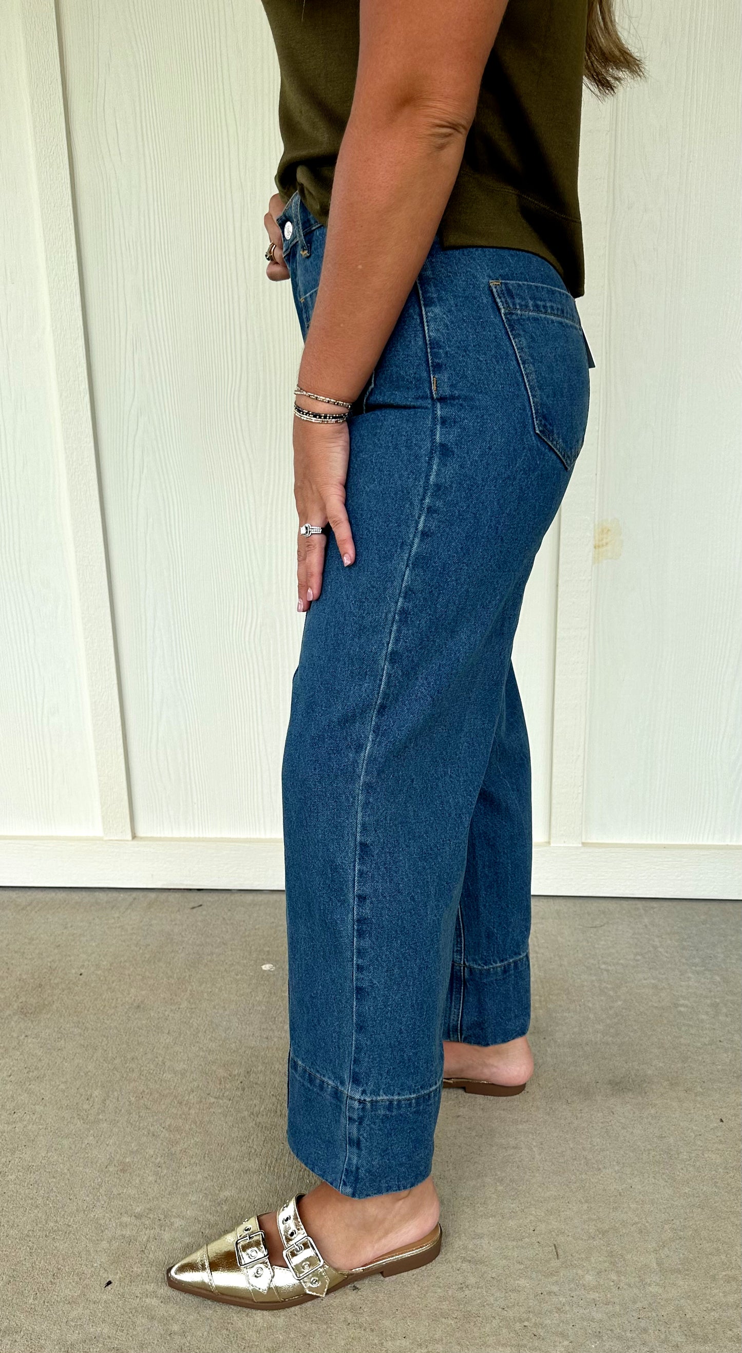 Denim Wide Cuff Hem Jean