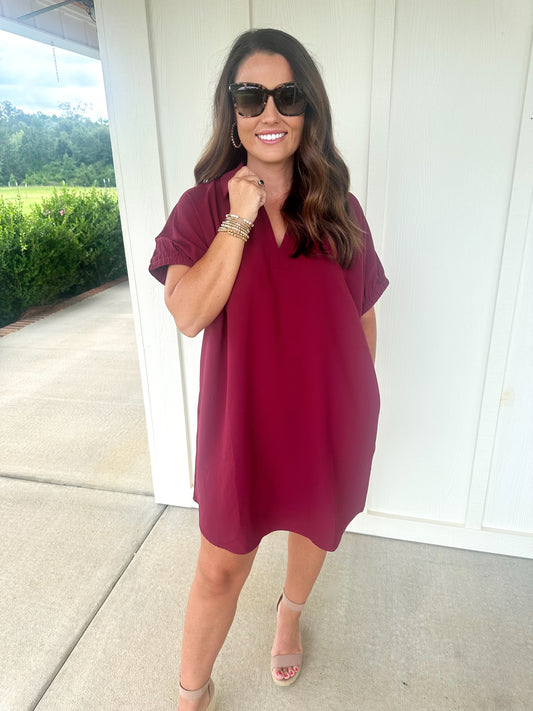 Burgundy Collar Dress