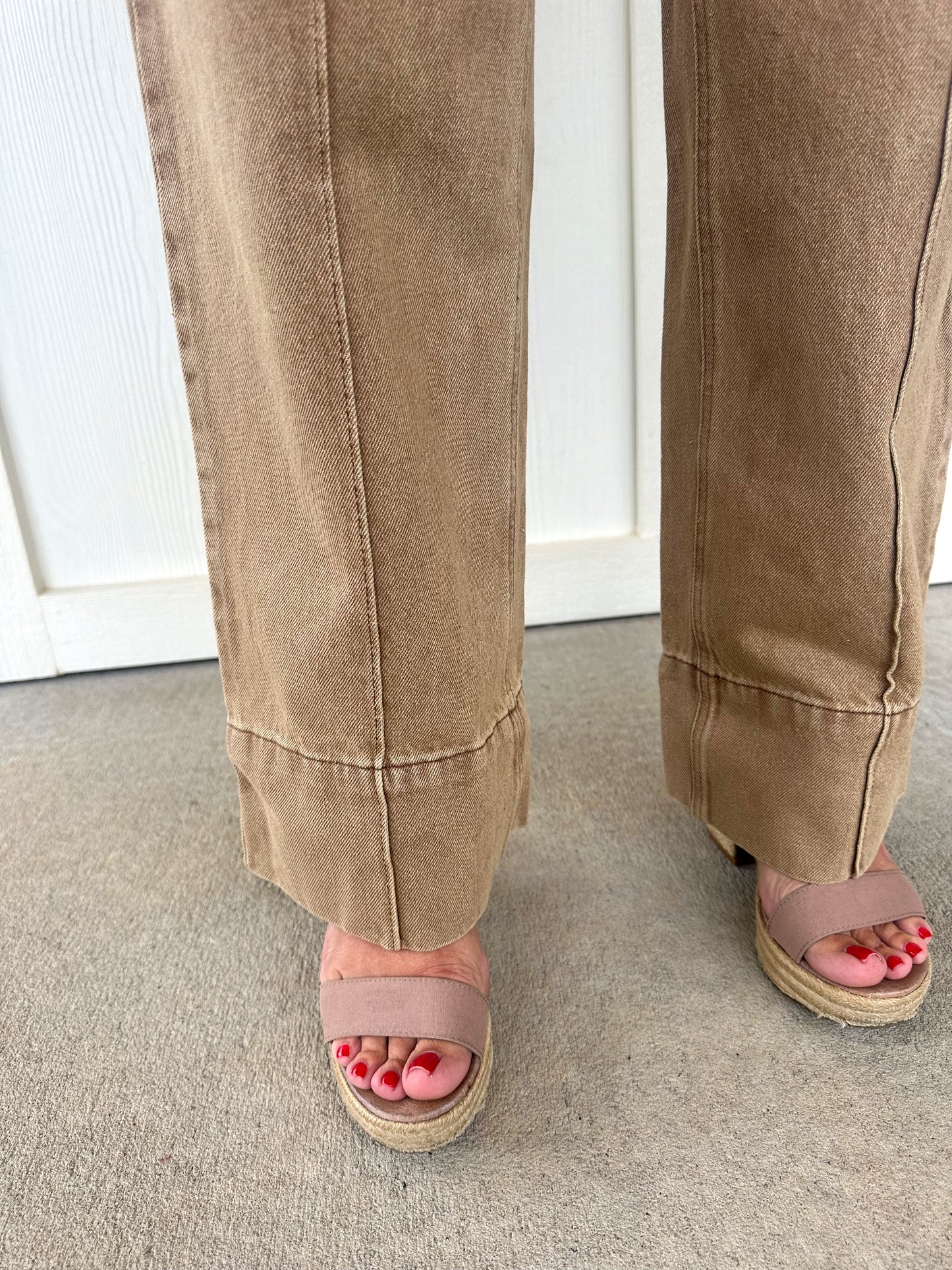 Camel Wide Cuff Hem Jean