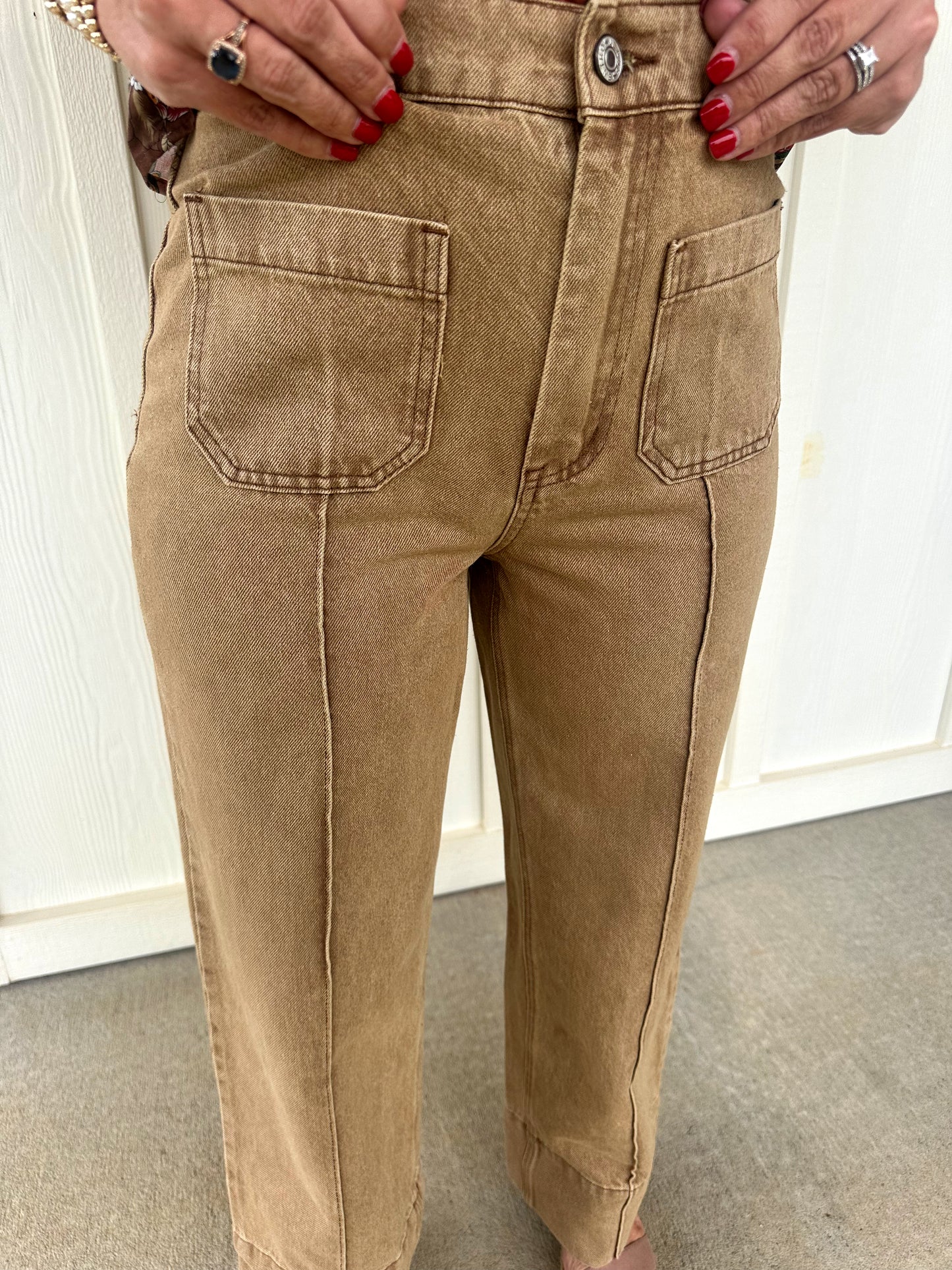 Camel Wide Cuff Hem Jean