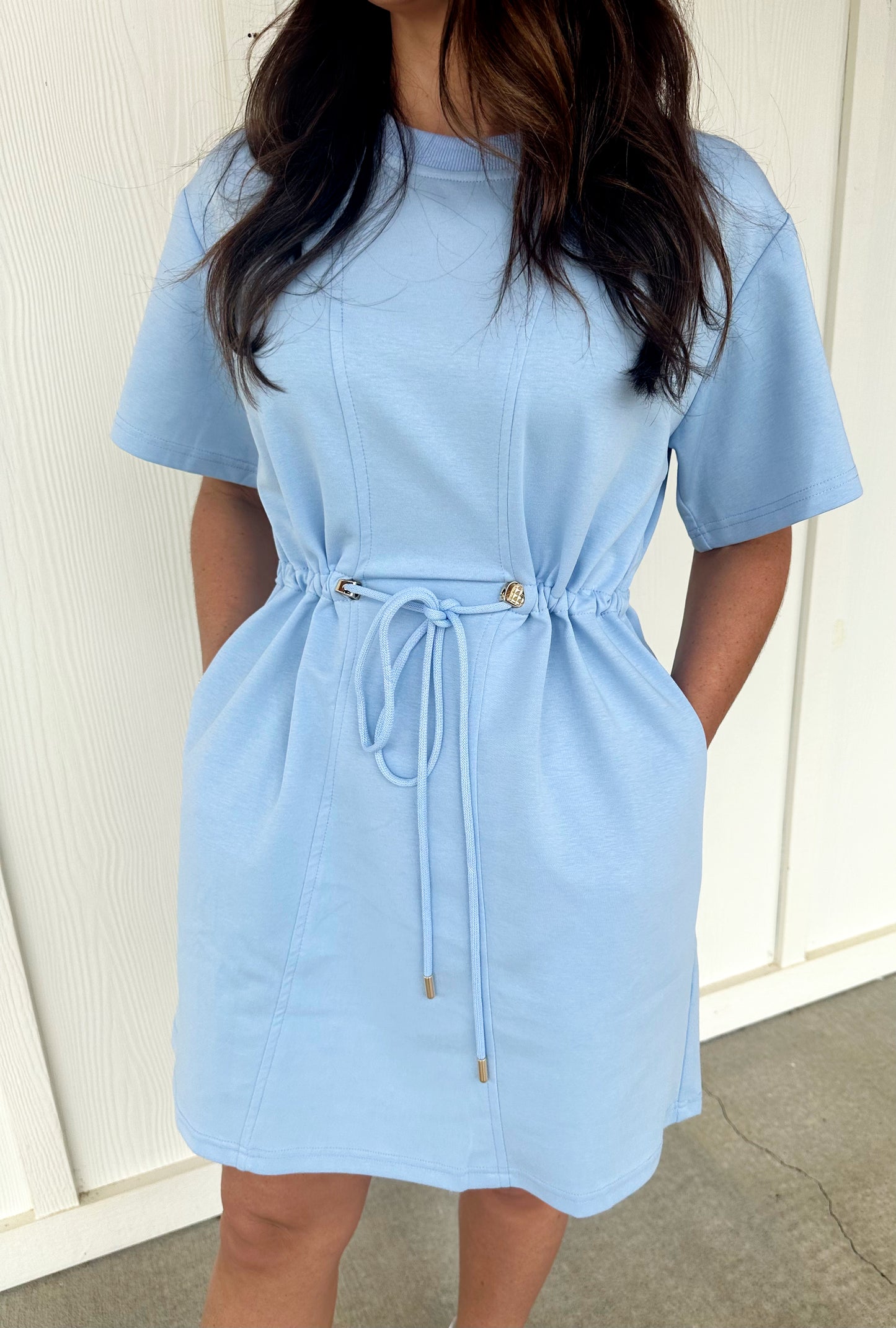 Light Blue Cinch Waist Dress
