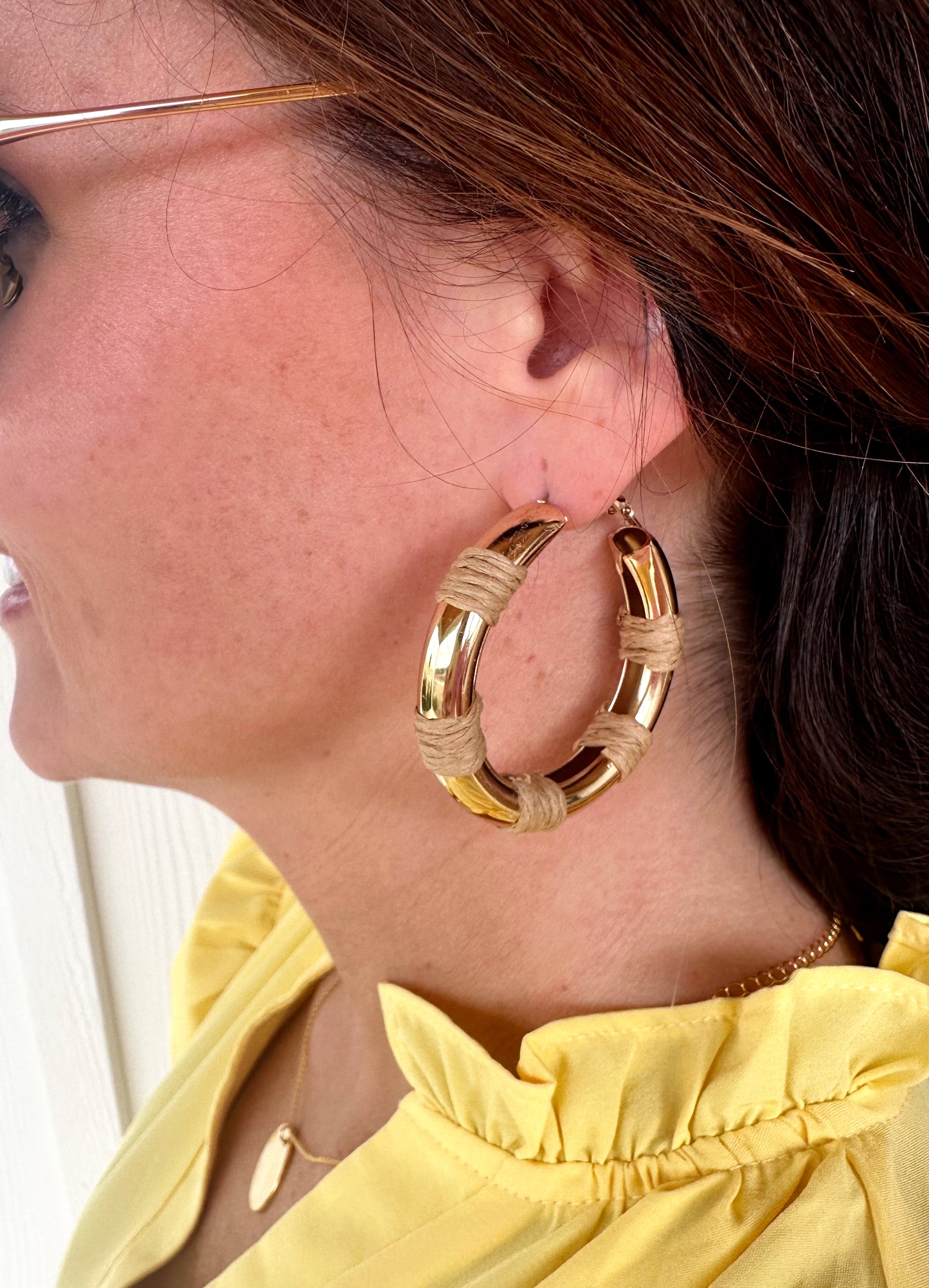 Brown and Gold Raffia Hoop