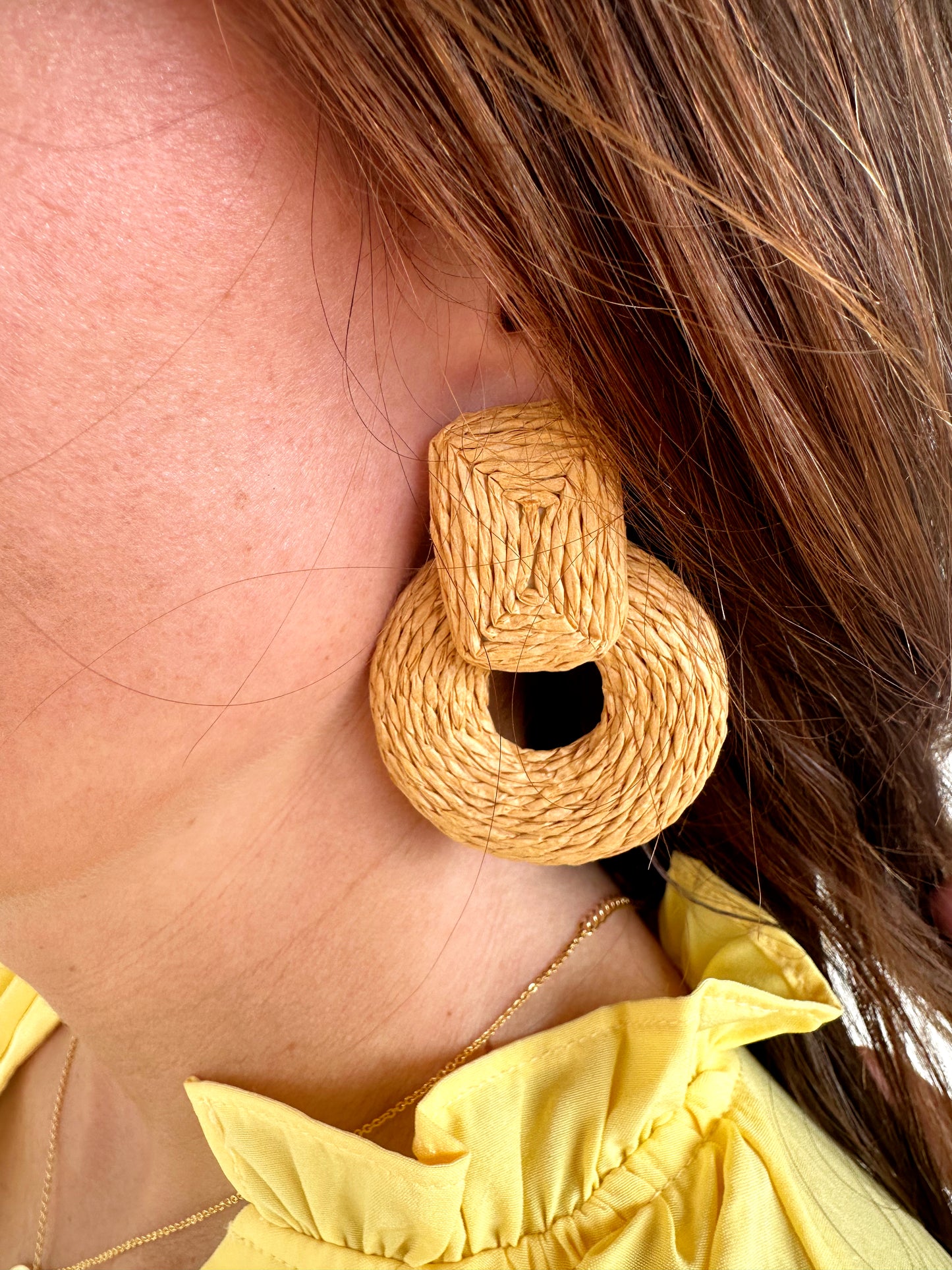 Raffia Square/Circle Earring