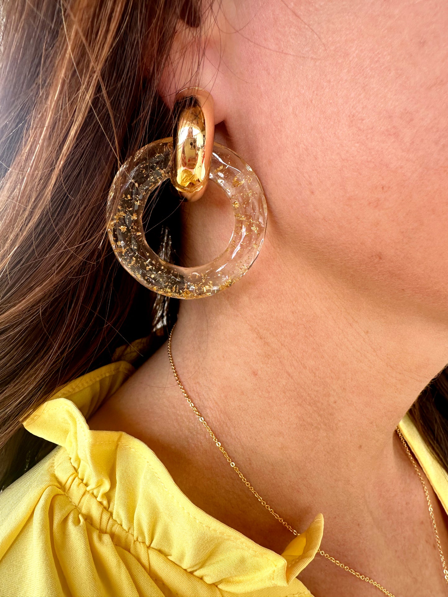 Goldflake Ring Shape Hoops