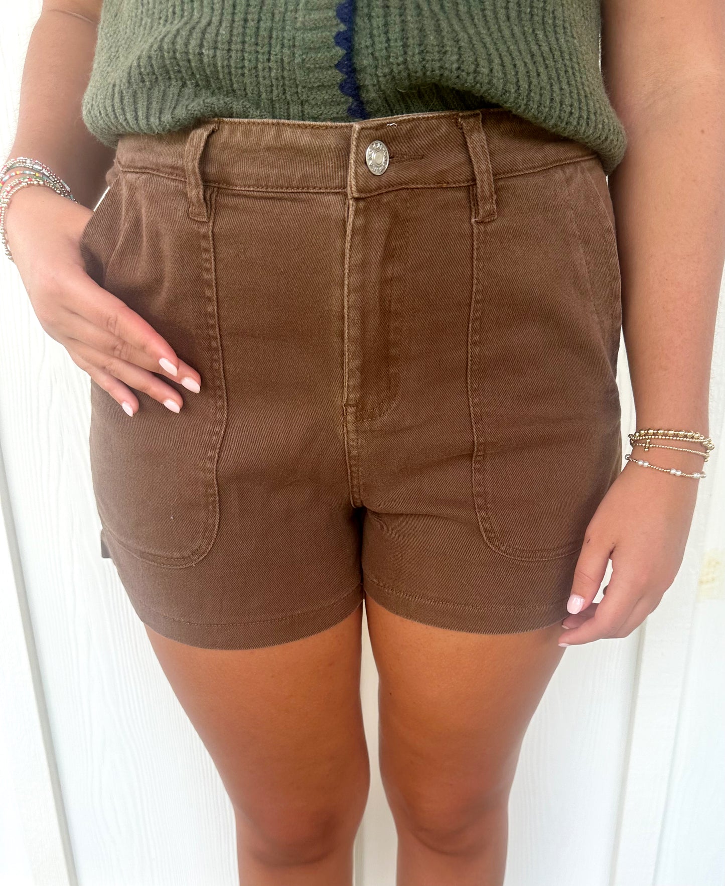 Brown Front Pocket Short
