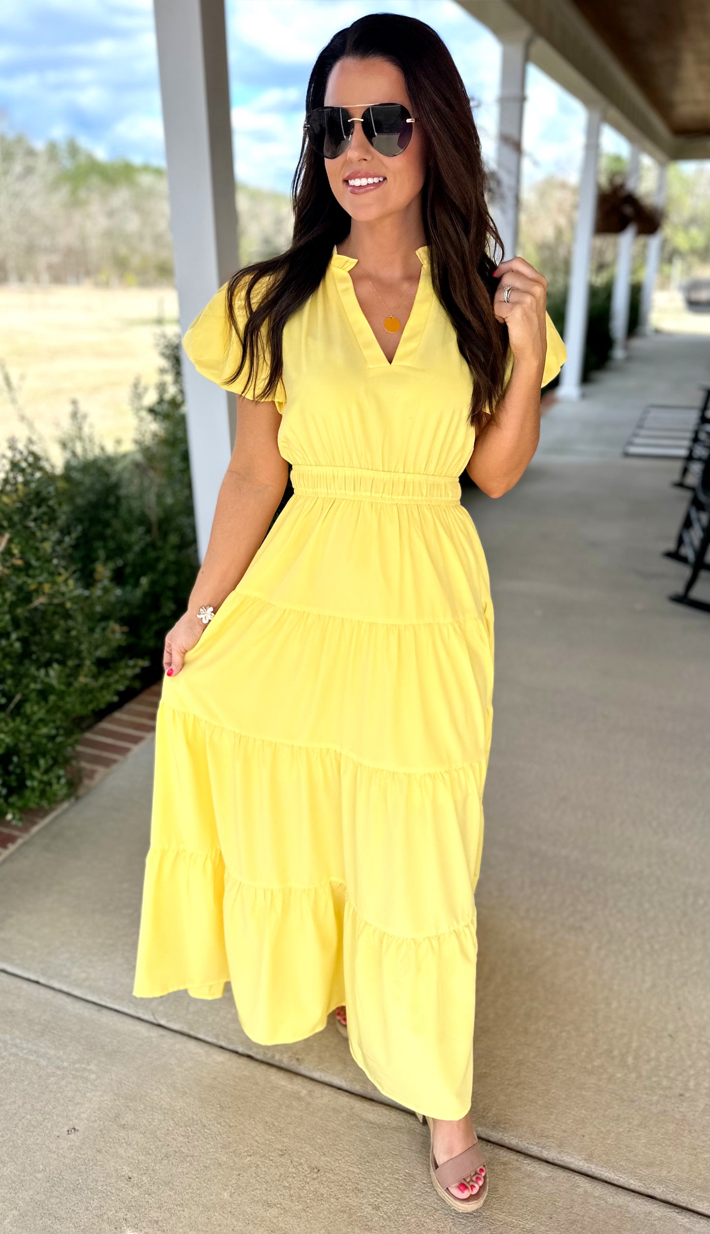 Lemon Bubble Sleeve Dress