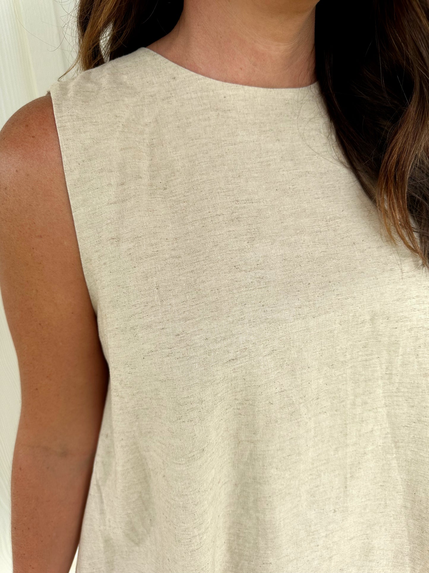 Oatmeal Dress Black Hem
