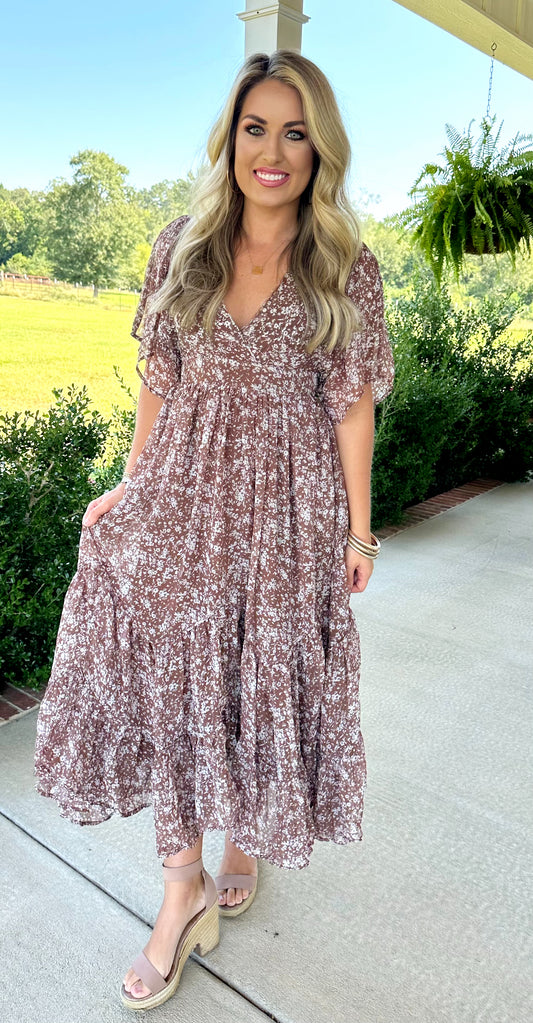 Brown/Ivory Floral Dress