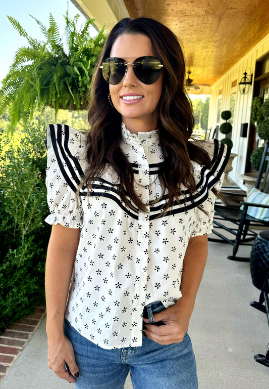 White/Black Detail Top