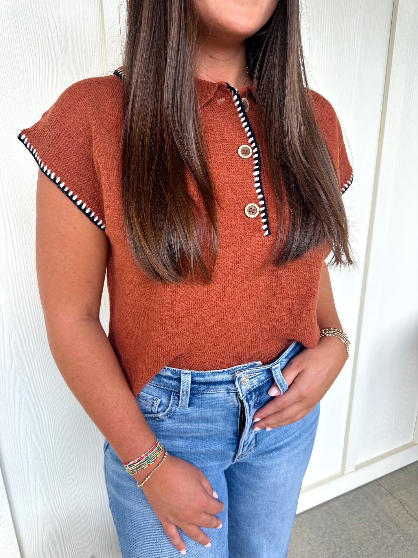 Rust Sleeveless Sweater