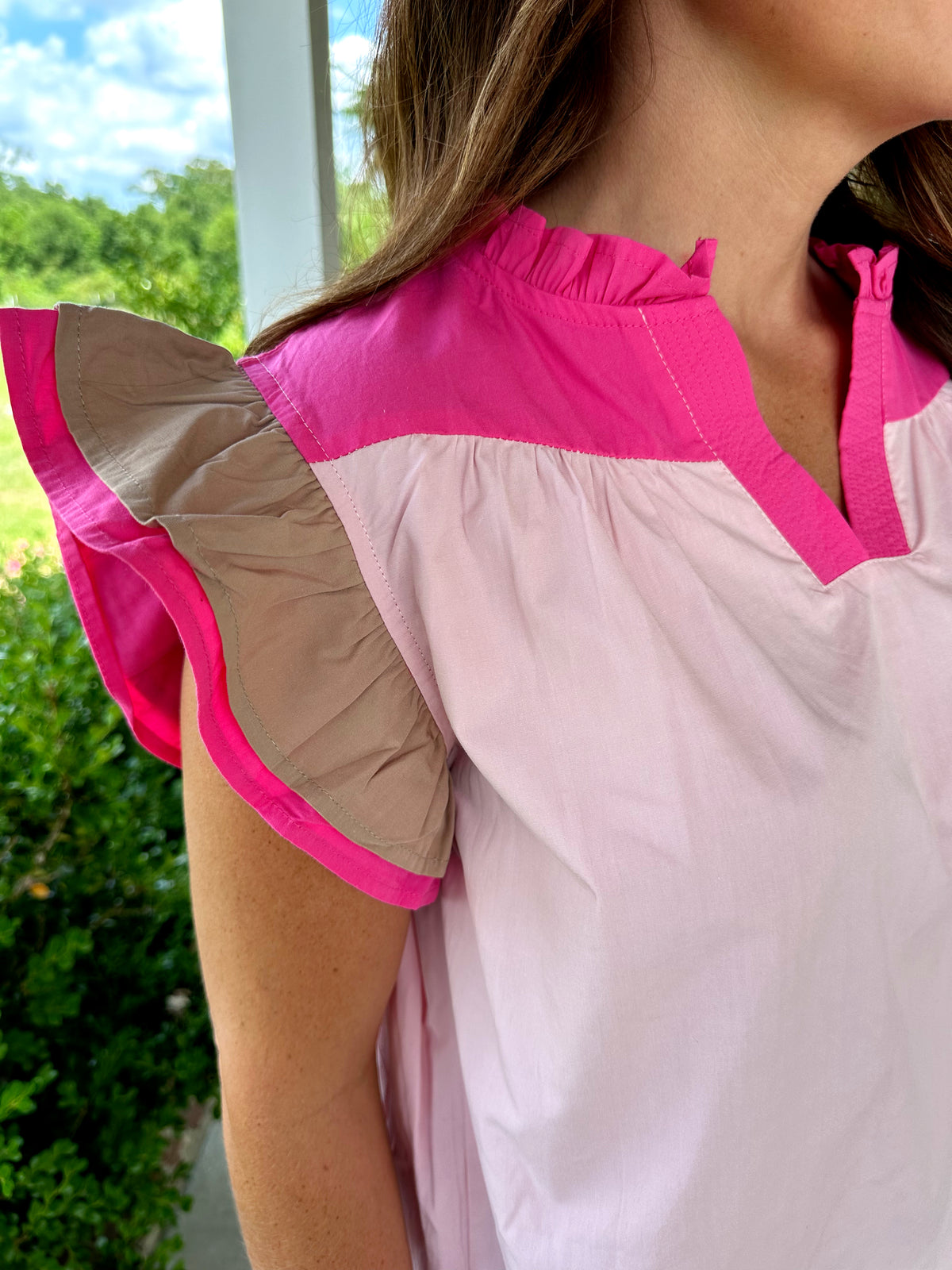 Pink Colorblock Top Pink Colorblock Ruffle Top – Shoptwosummers