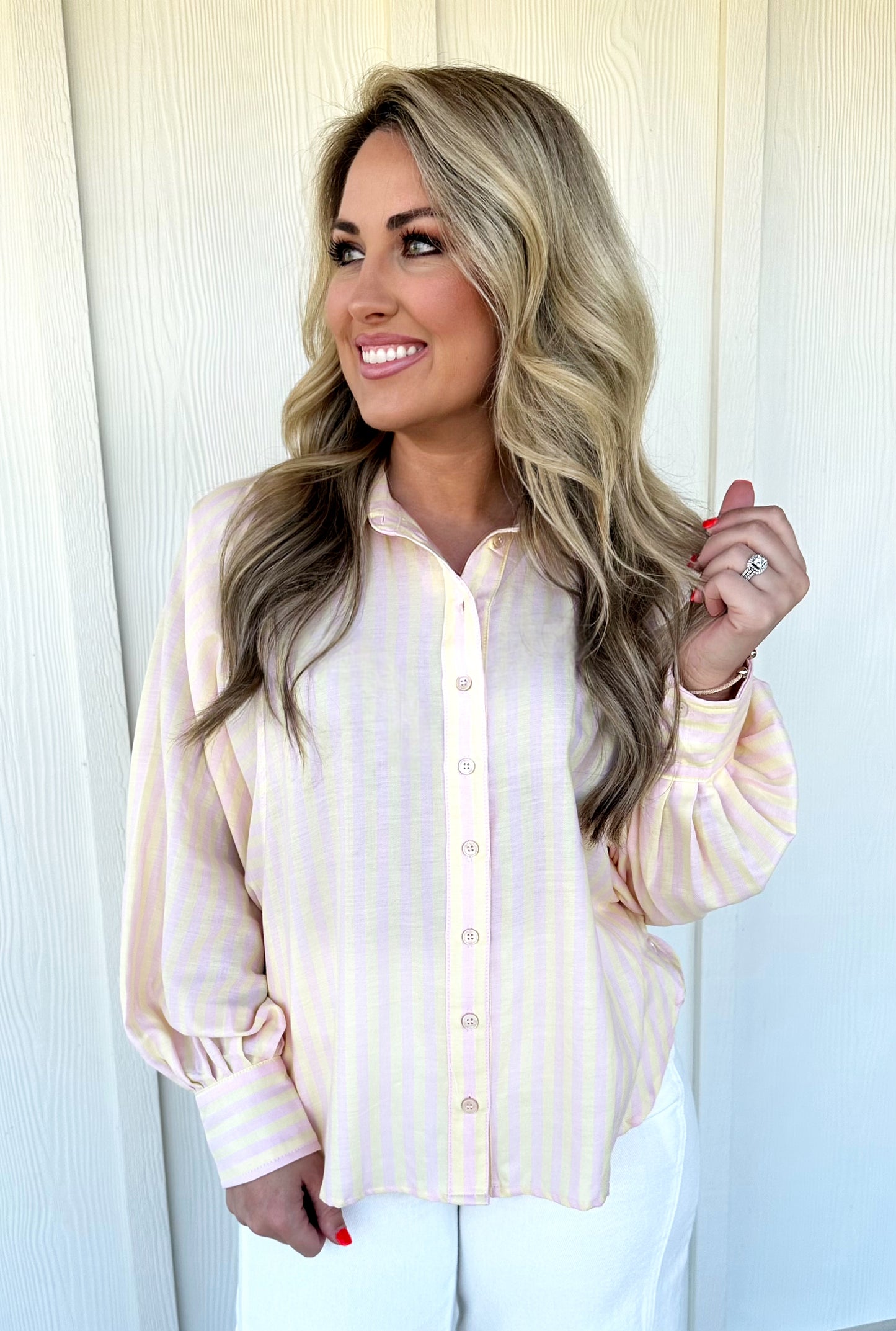 Lemon Pink Stripe Top