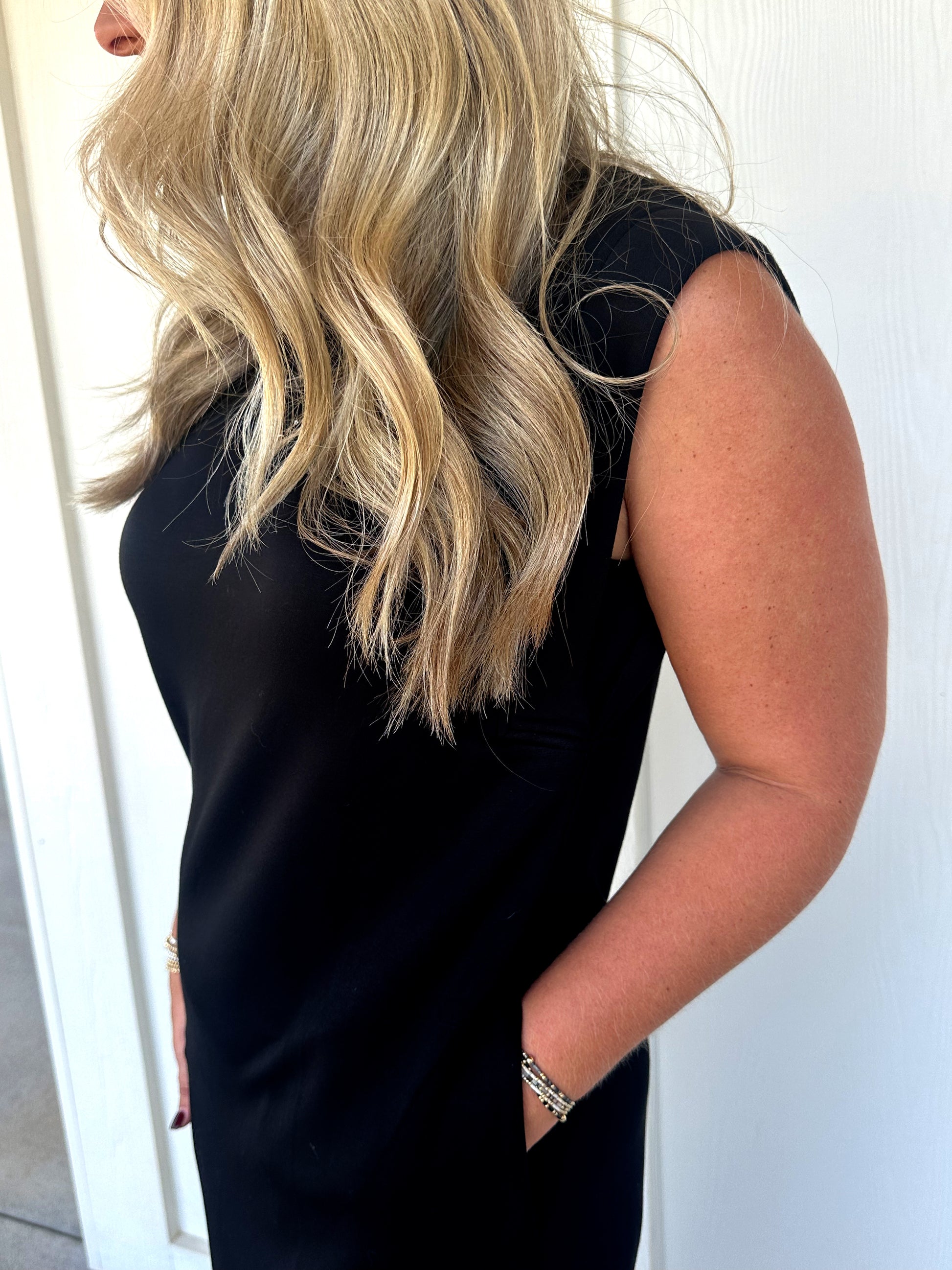 black jersey dress sleeveless Black Jersey Knit Contrast Trim Sleeveless Maxi Dress - All Dresses